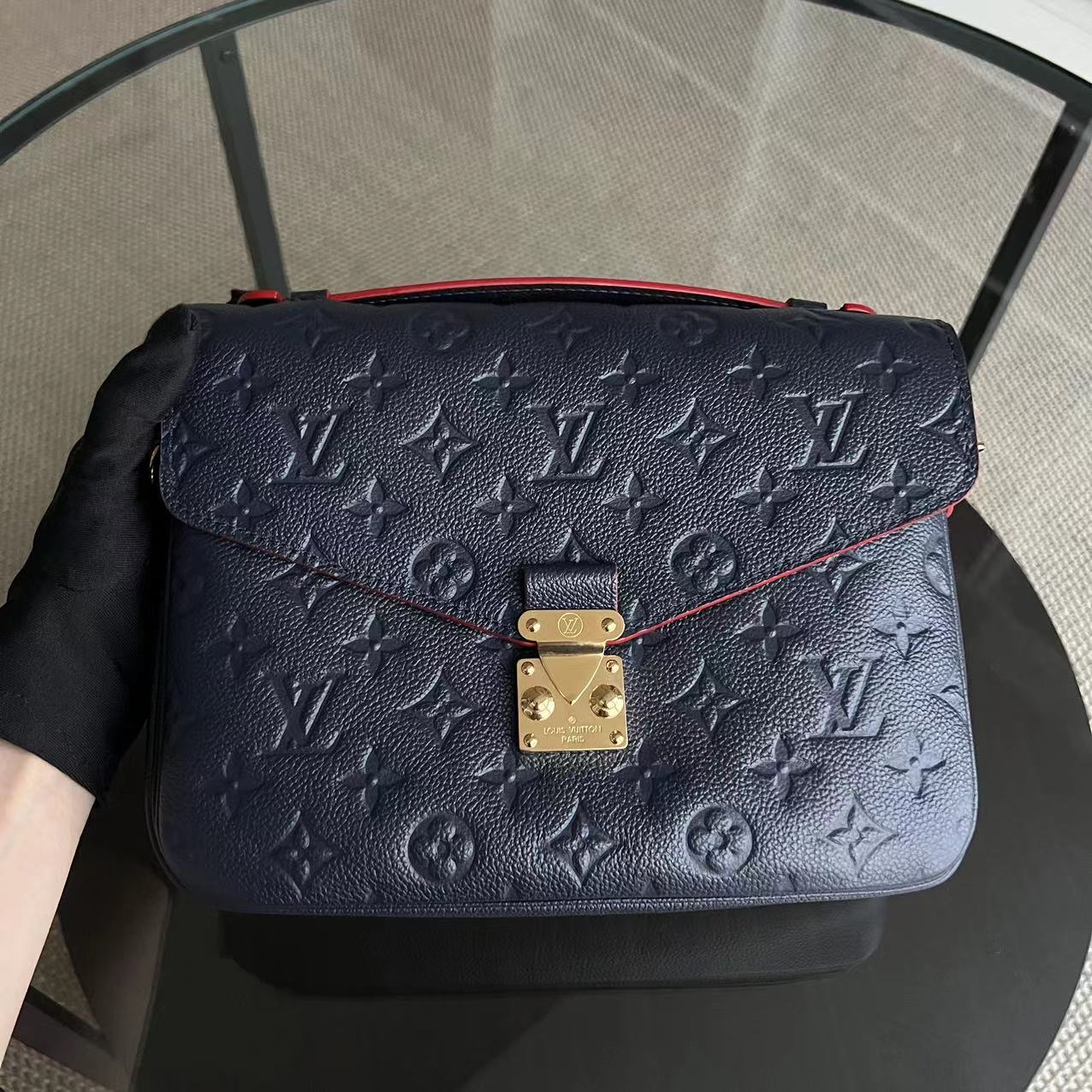 LV Pochette Metis Calfskin Empreinte Marine Rouge Golden Hardware Louis Vuitton