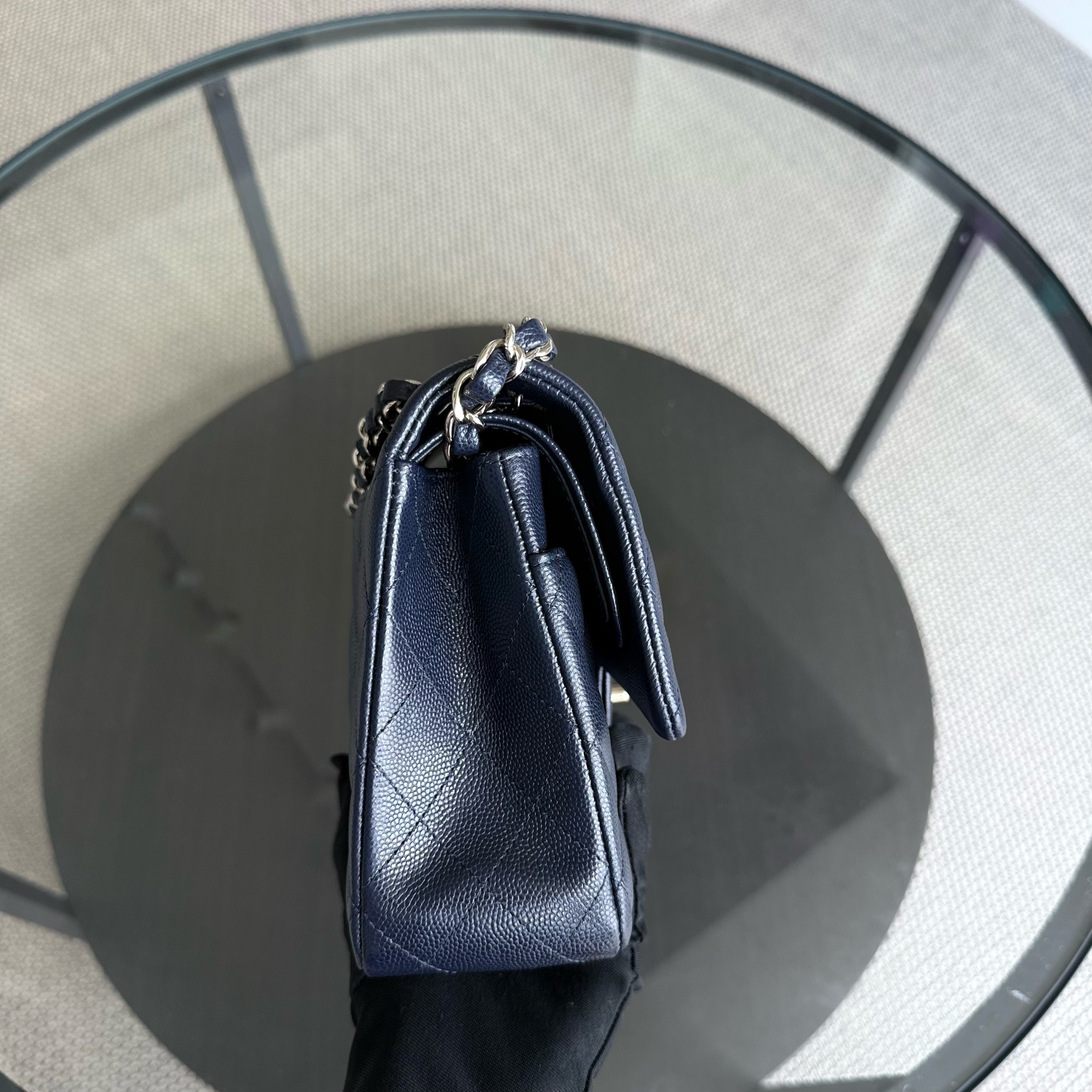 Chanel Classic Flap Medium - Caviar 25CM Quilted Midnight Blue Gold Hardware Series 31