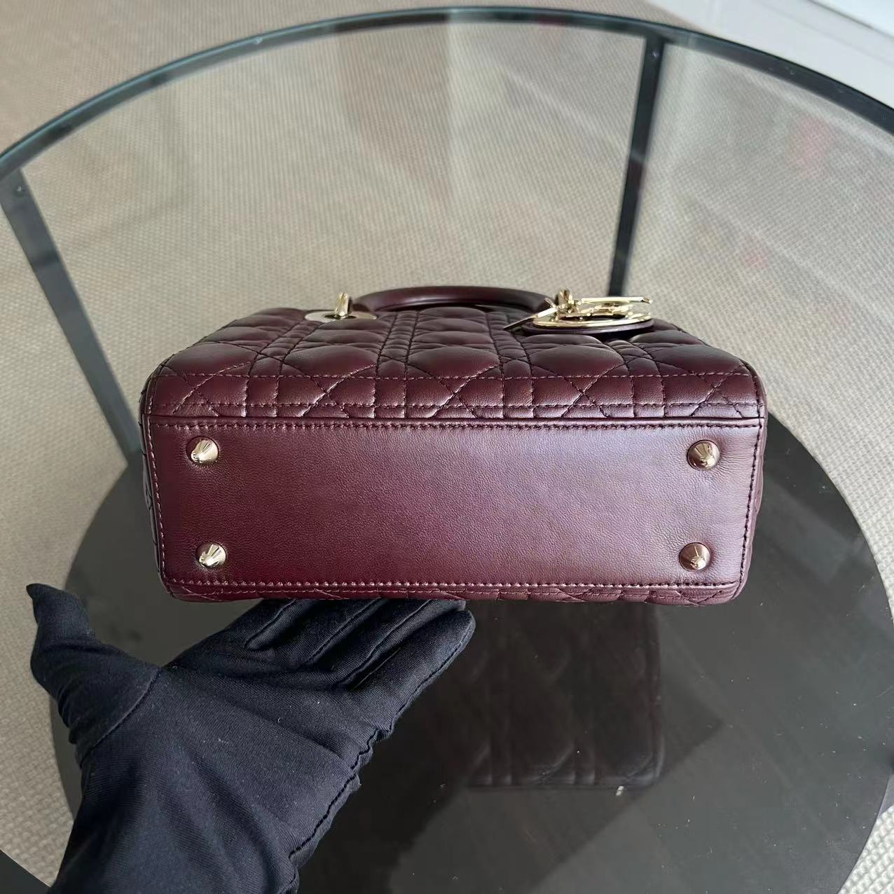 Lady Small Cannage Lambskin ABC MYABC Burgundy Golden Hardware