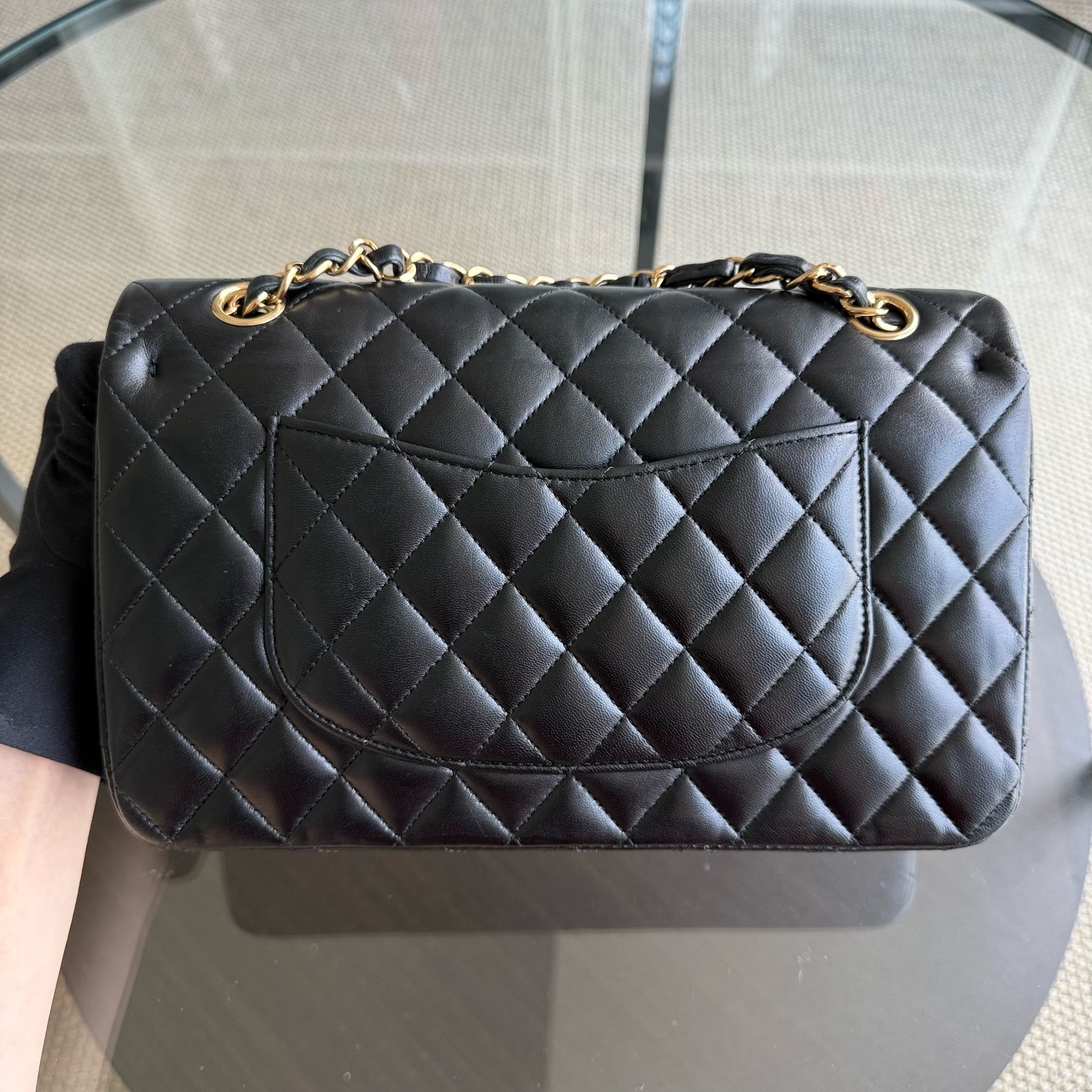 Chanel Classic Flap Medium - 25CM Quilted Lambskin Black Gold Hardware Series 27