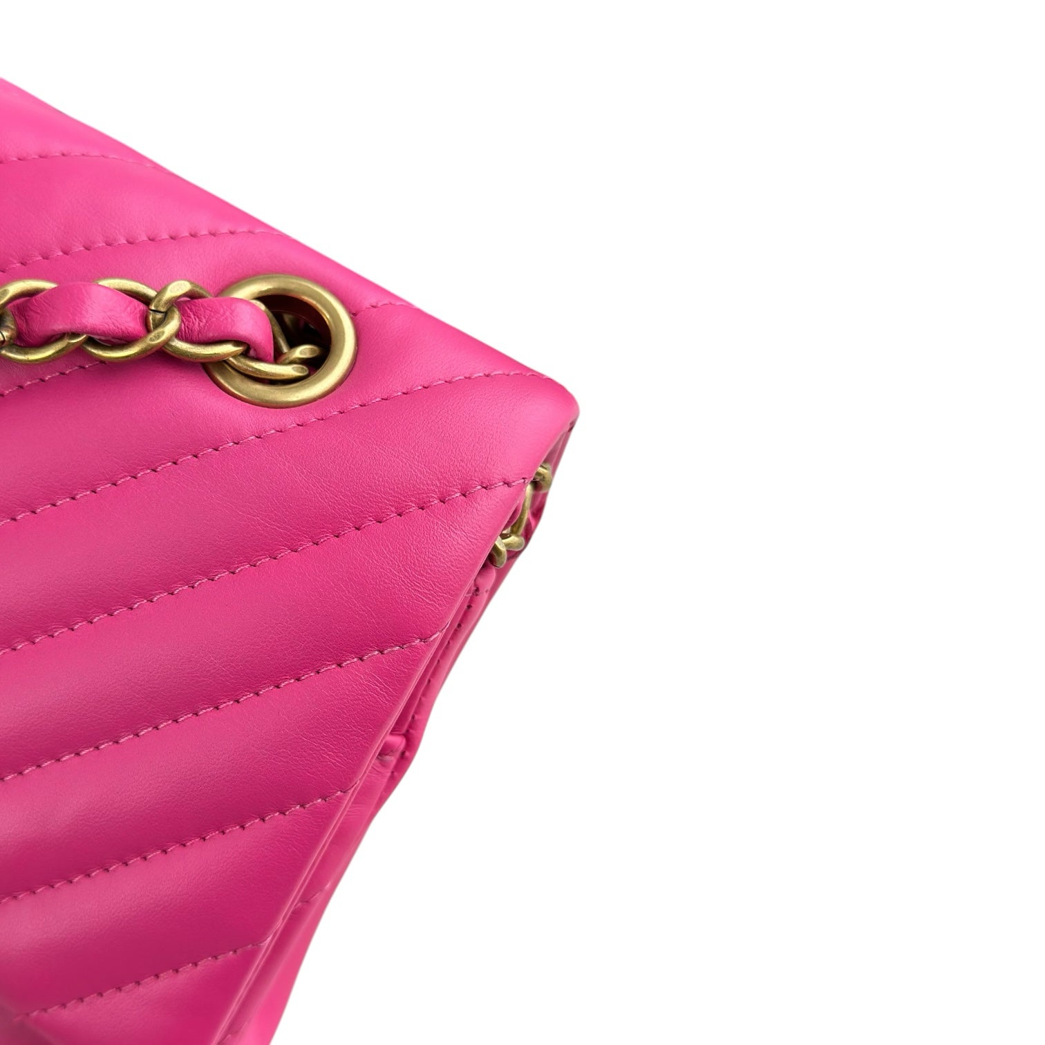 Chanel Classic Flap Medium - Chevron Lambskin Double Flap Hot Pink Gold Hardware Series 21