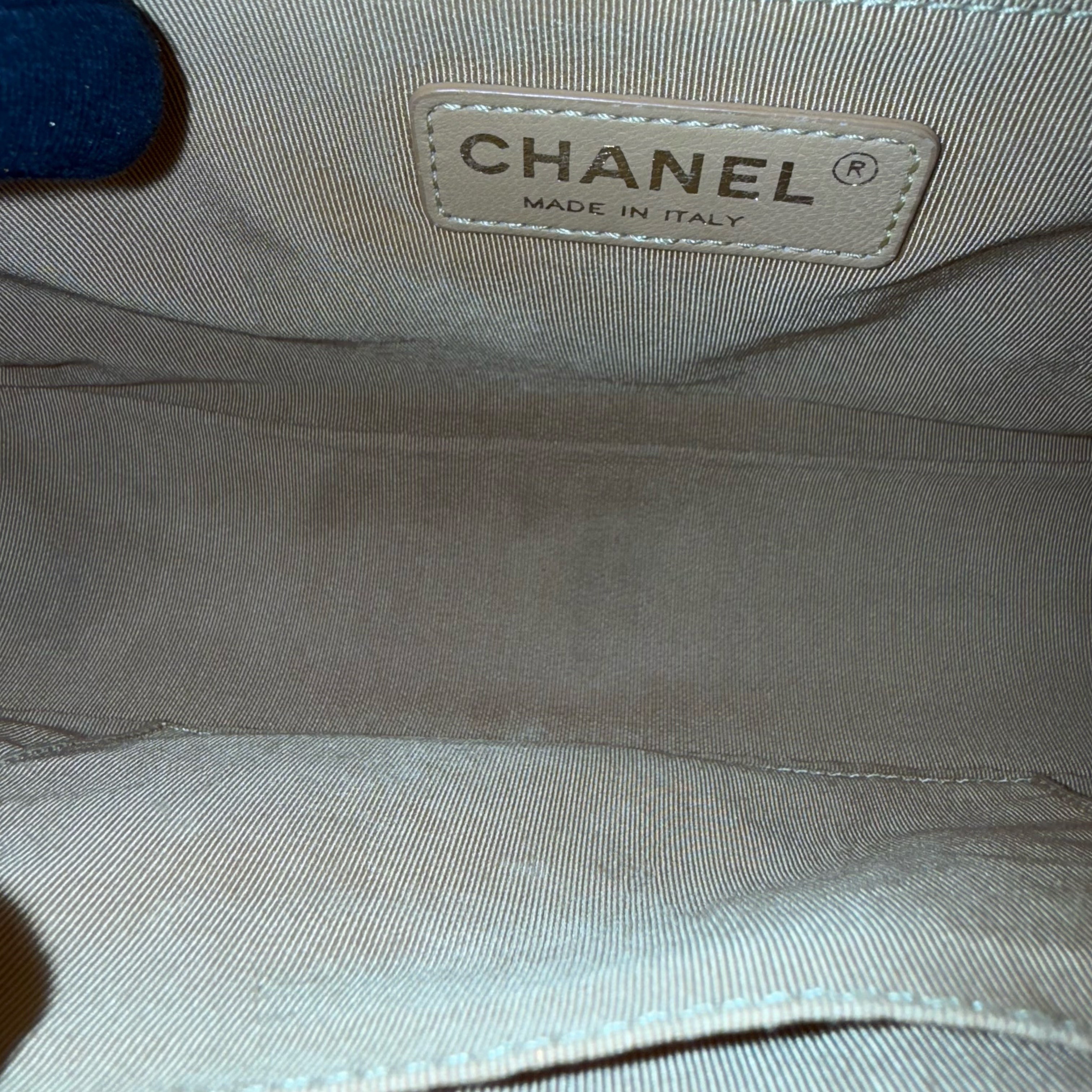 Chanel Boy Medium - 28CM Quilted Grained Calfskin Metallic Iridescent Ruthenium Gold Hardware Series 20