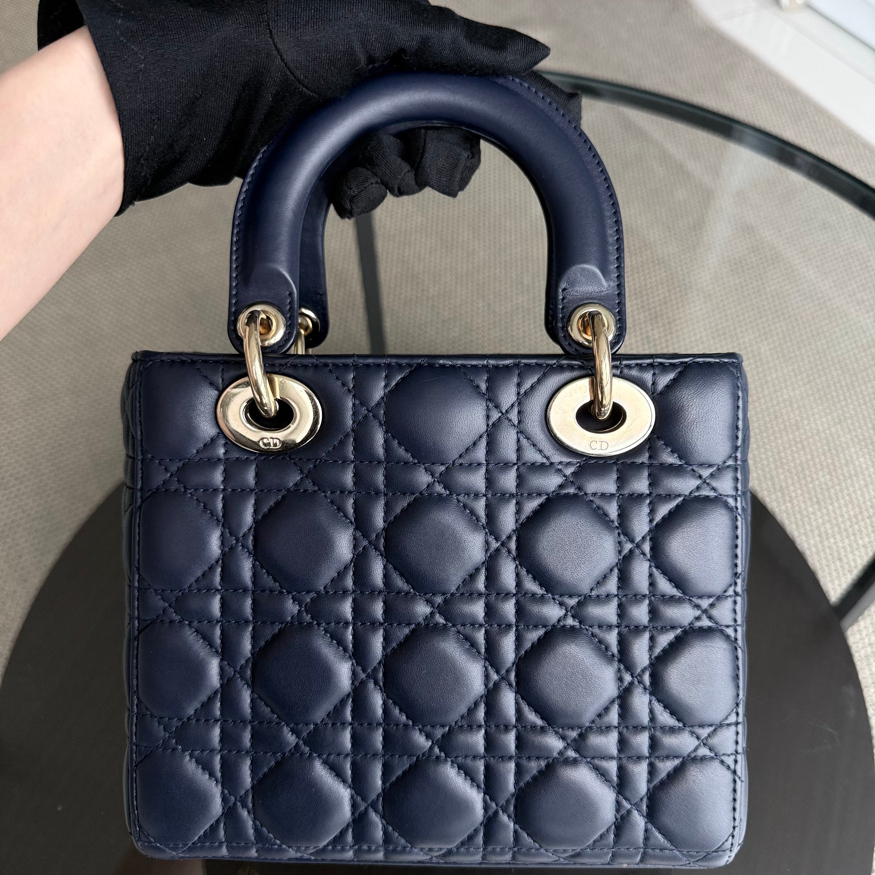 Dior Lady Small MyABC - Cannage Lambskin ABC Dark Navy Blue Gold Hardware