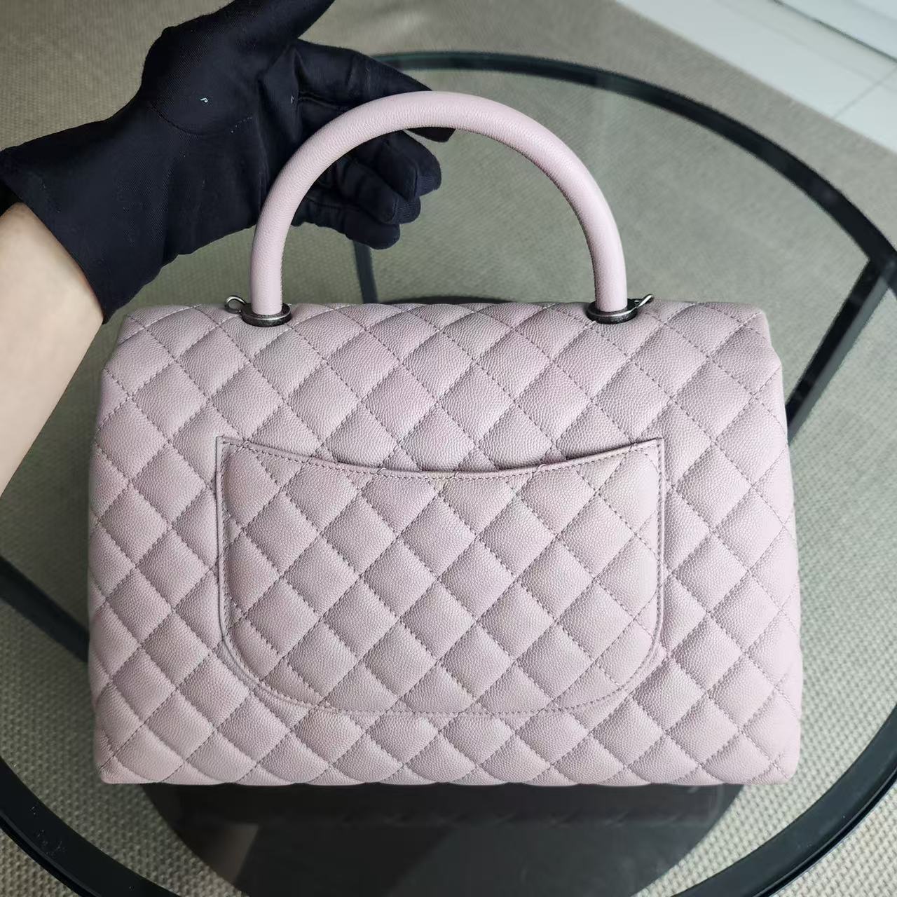 Chanel Coco Handle Large - Caviar Quilted Nude Pink Ruthenium Silver Hardware Series 23