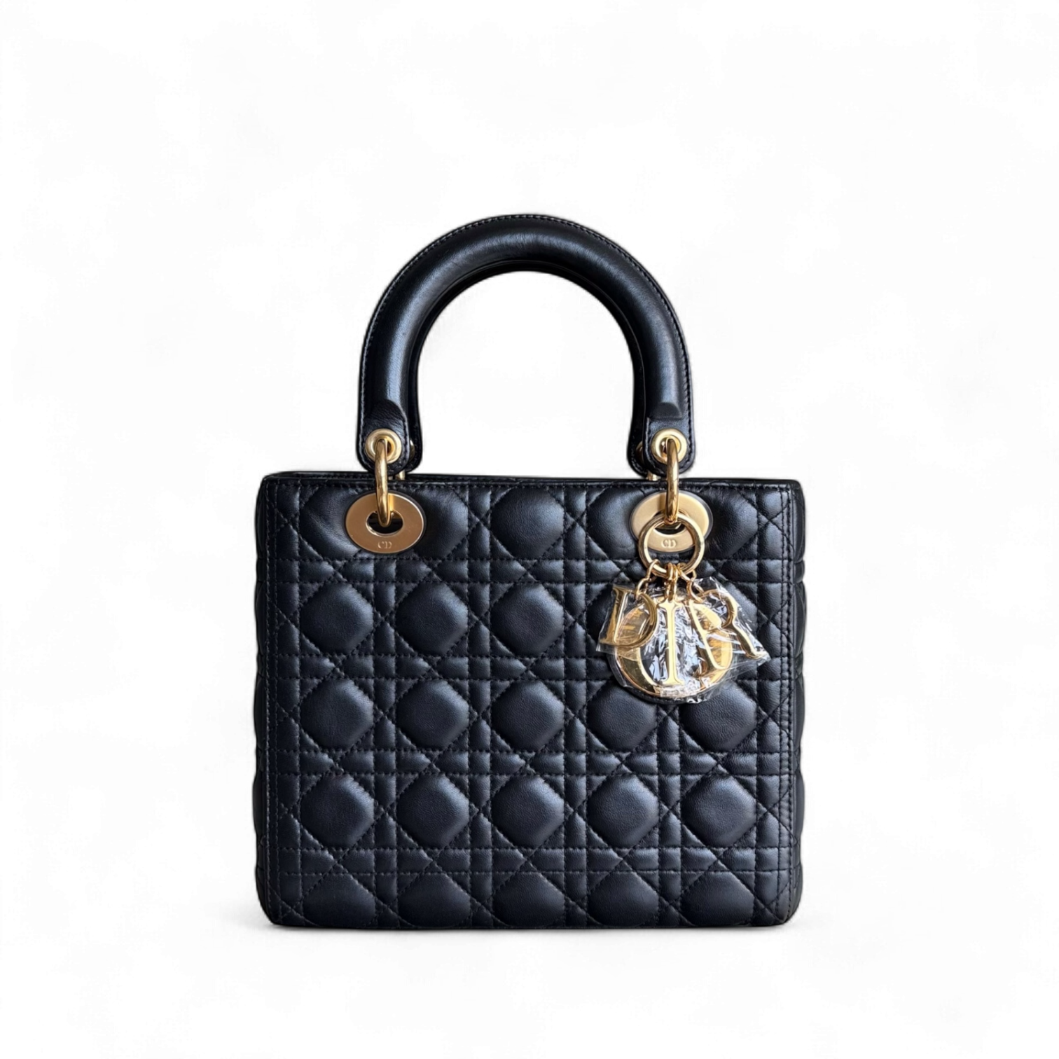 Dior Lady Medium - Cannage Lambskin Black Gold Hardware NO STRAP