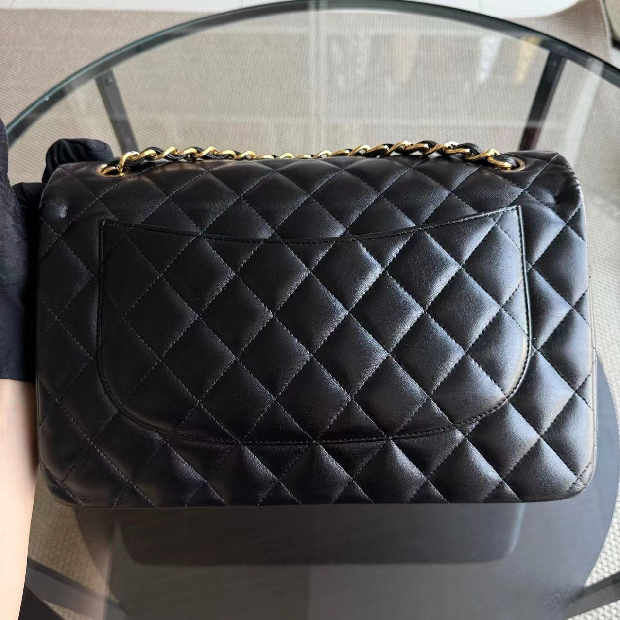 Chanel Classic Flap Jumbo - Double Flap 30CM Quilted Lambskin Black Golden Hardware Series 19