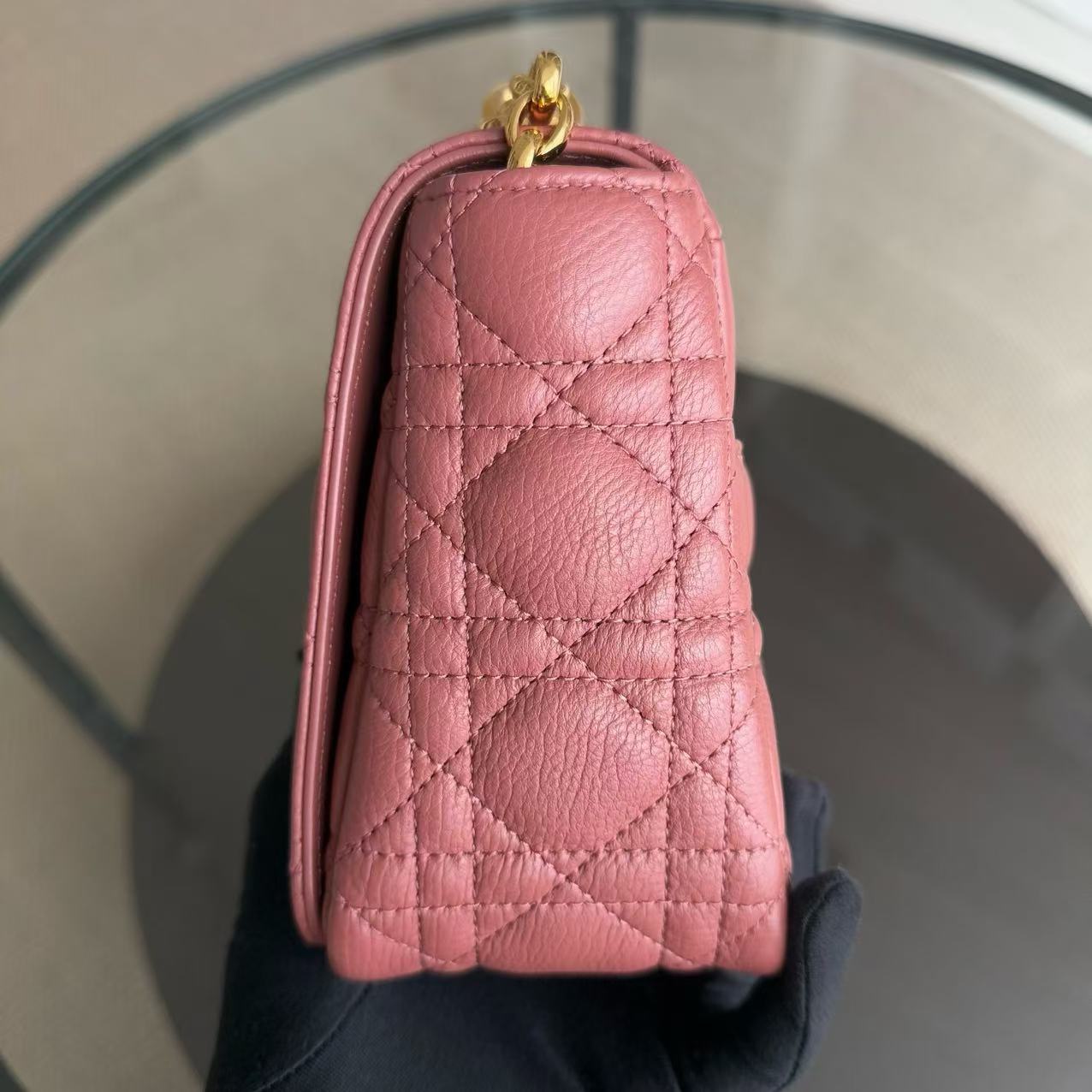 *Unused* Dior Caro - Medium Cannage Calfskin Pink Gold Hardware