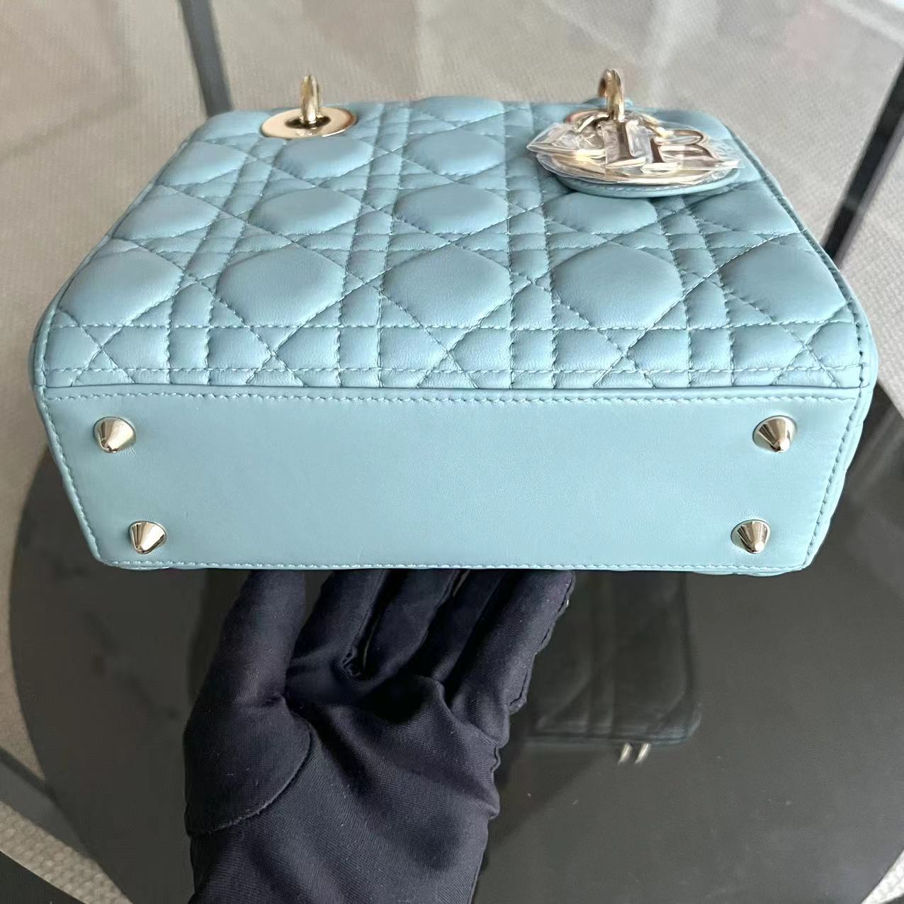 Dior Lady Small - Cannage Lambskin MyABC Cyan Green Blue Golden Hardware ABC