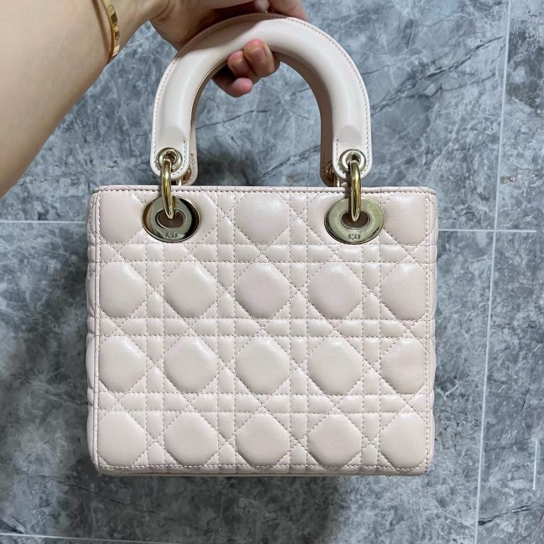 [Entrupy Certified] Lady Dior Small My ABC Dior cherry blossom pink Lambskin Light Gold Hardware - Luxury Evermore