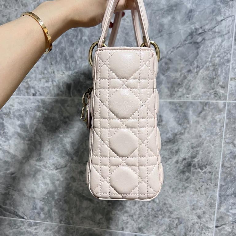 [Entrupy Certified] Lady Dior Small My ABC Dior cherry blossom pink Lambskin Light Gold Hardware - Luxury Evermore