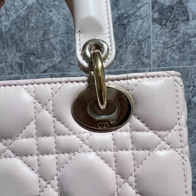 [Entrupy Certified] Lady Dior Small My ABC Dior cherry blossom pink Lambskin Light Gold Hardware - Luxury Evermore