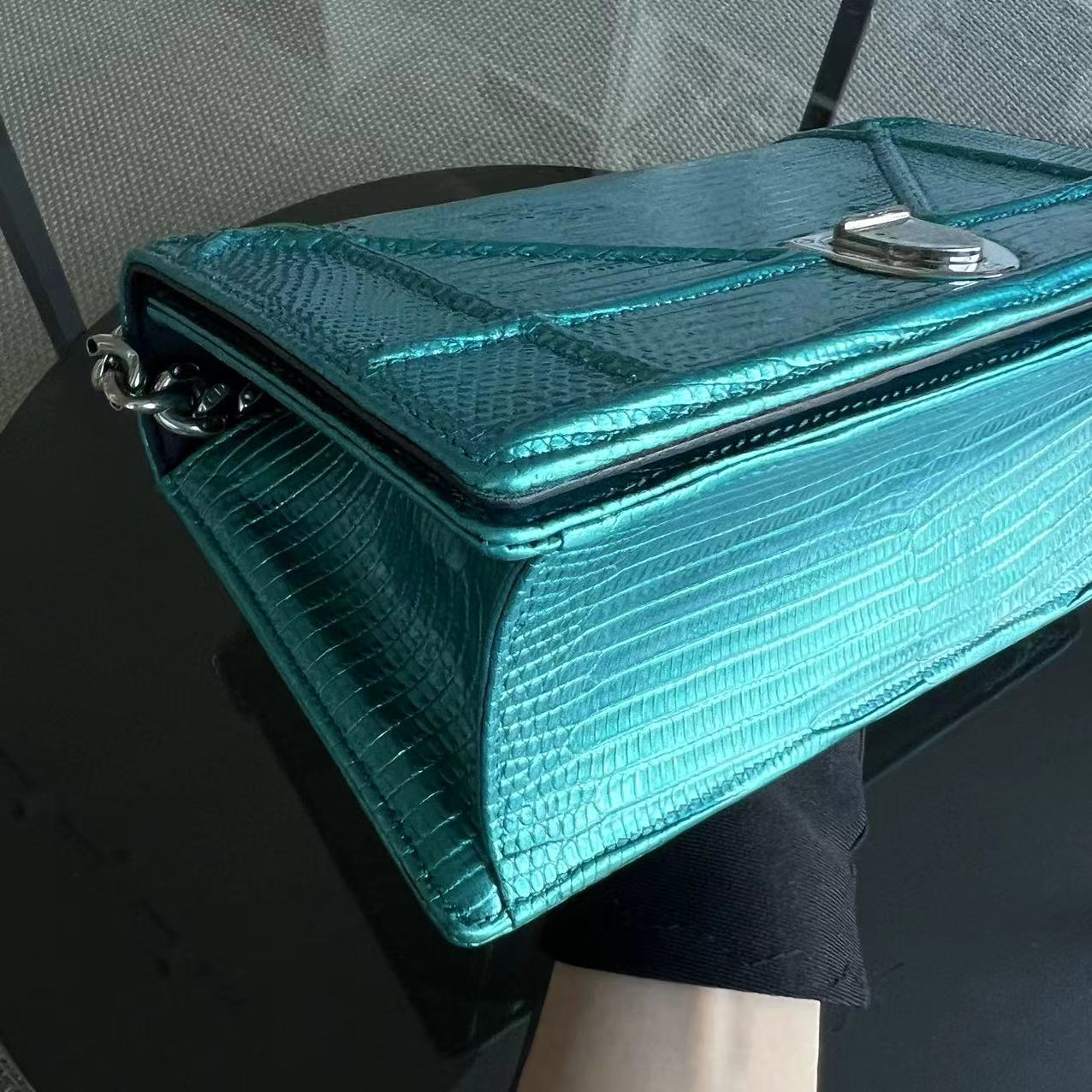 *Exotic* Dior Diorama AMA Small Lizard Skin Green Blue Silver Hardware - Luxury Evermore