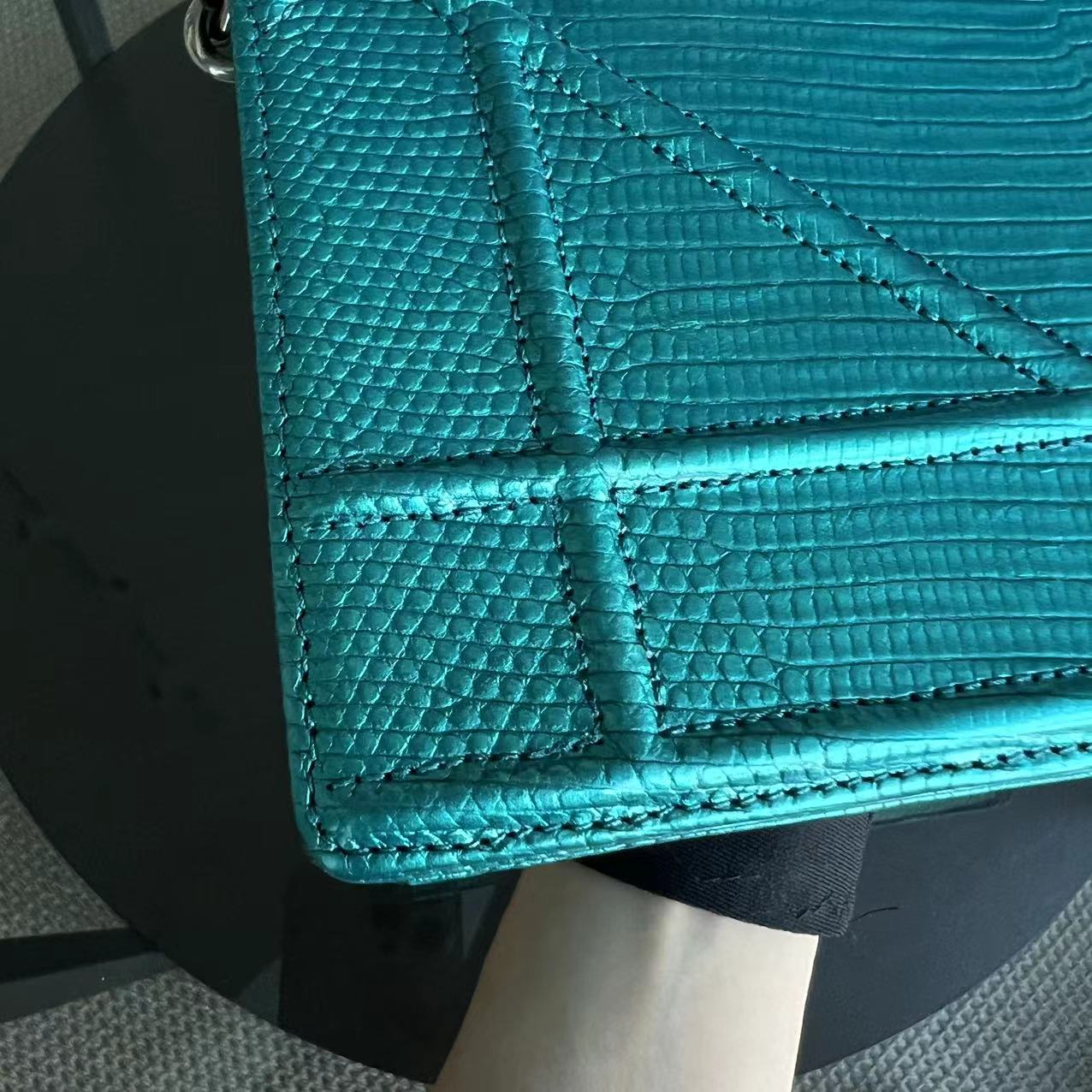 *Exotic* Dior Diorama AMA Small Lizard Skin Green Blue Silver Hardware - Luxury Evermore