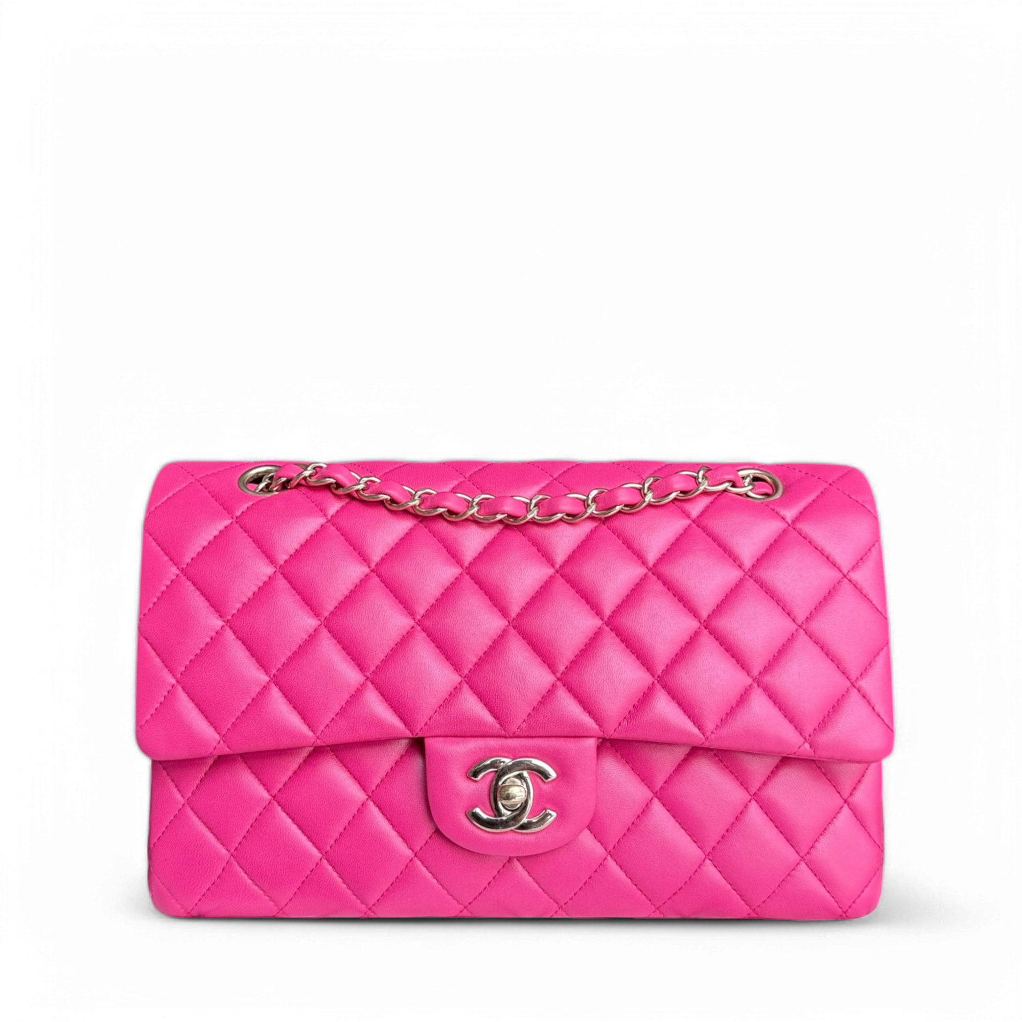 Chanel Classic Flap Medium - 25CM Quilted Lambskin Hot Pink Gold Hardware Series 21