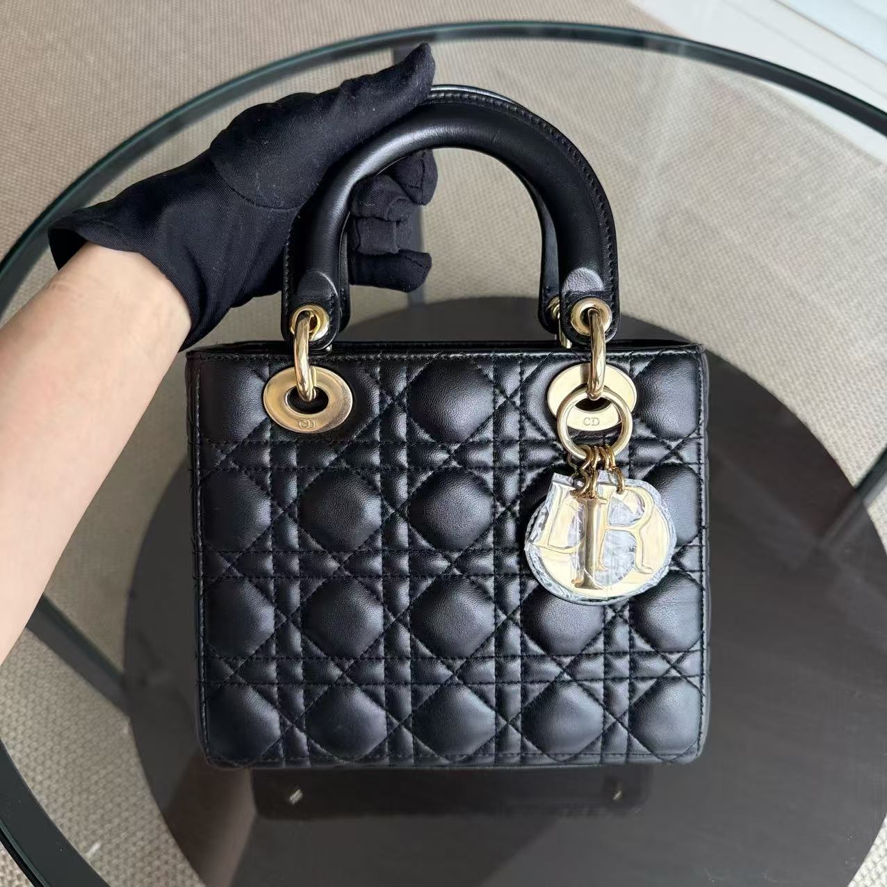 Dior Lady Small - Cannage Lambskin Black Gold Hardware