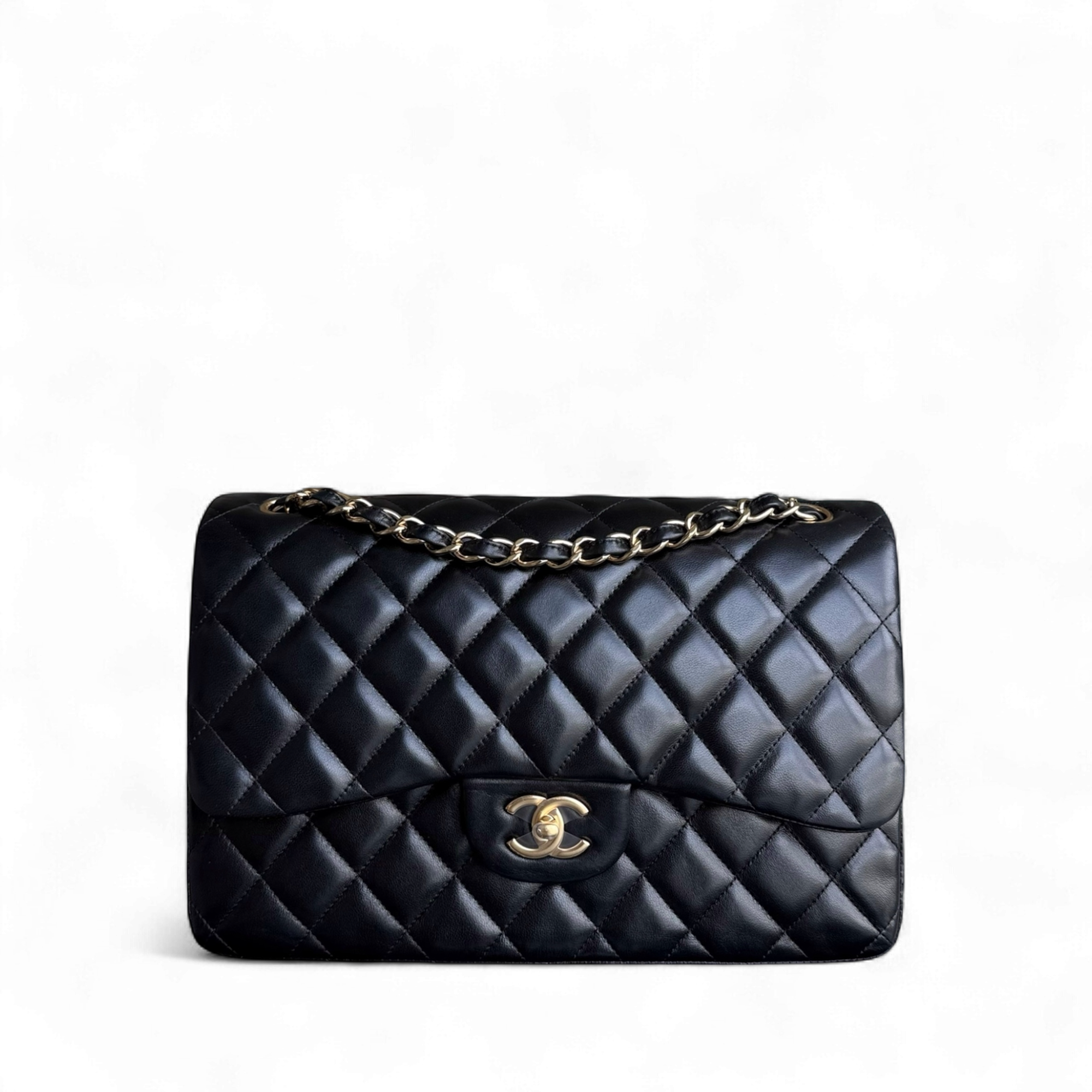 Chanel Classic Flap Jumbo - Double Flap Lambskin 30CM Quilted Lambskin Black Gold Hardware Series 14