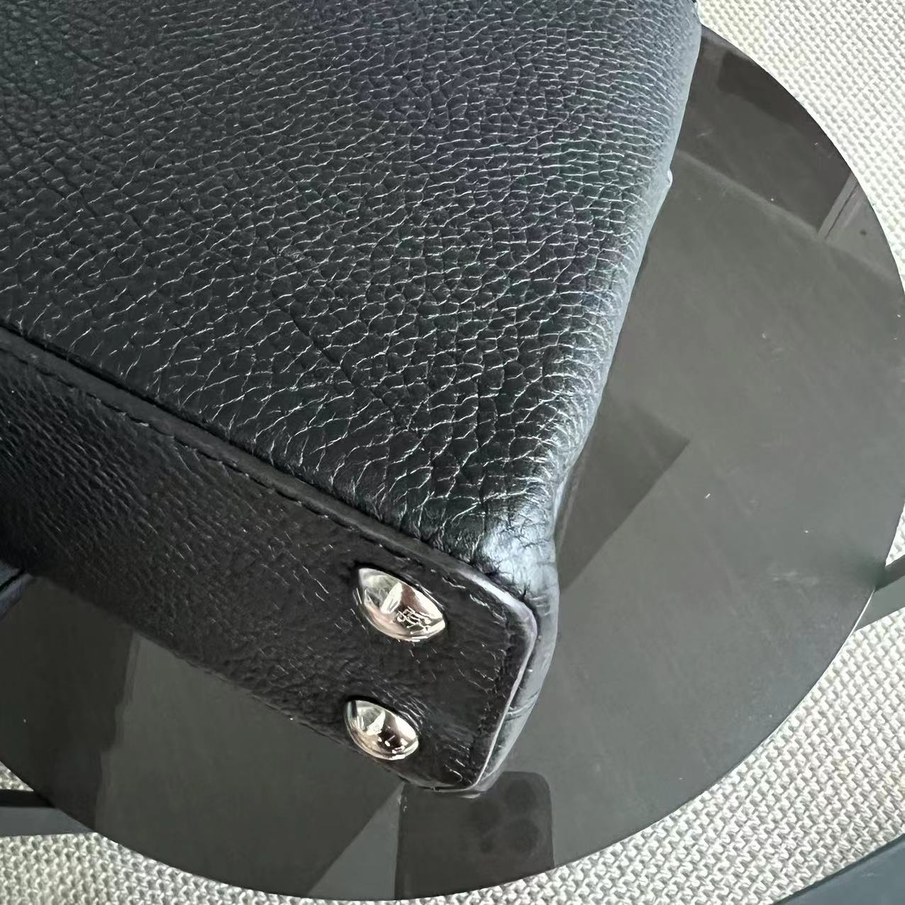 LV Capucines BB Grained Calfskin Black Silver Hardware Louis Vuitton