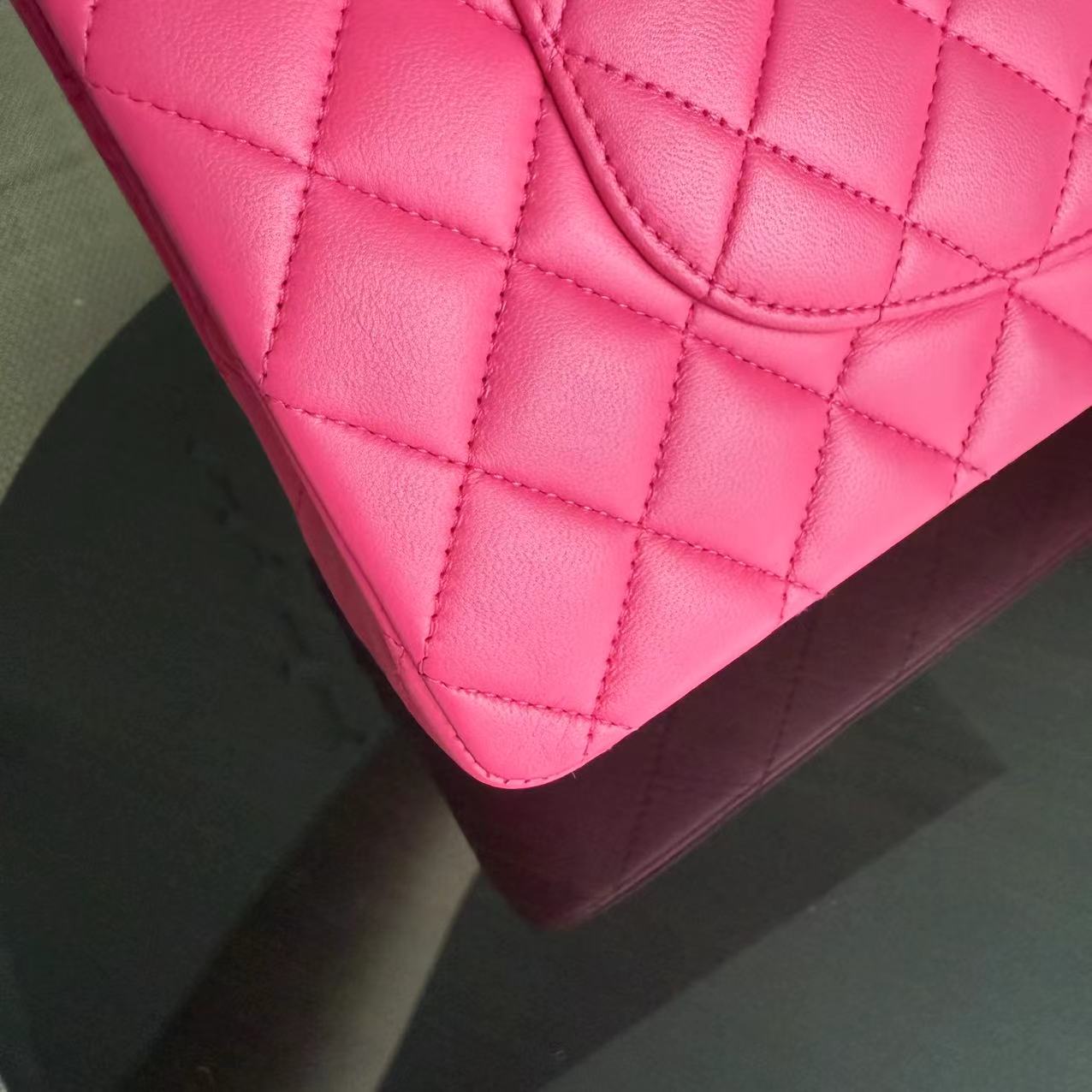 Chanel Classic Flap Medium Bag - Quilted Lambskin Hot Pink Silver Hardware Series 19