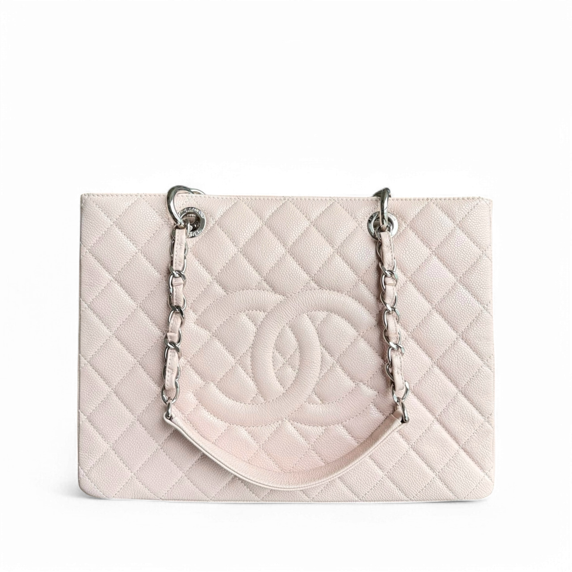 Chanel GST Grand Shopping Tote - Caviar Quilted Light Pink Silver Harwdare Series 18