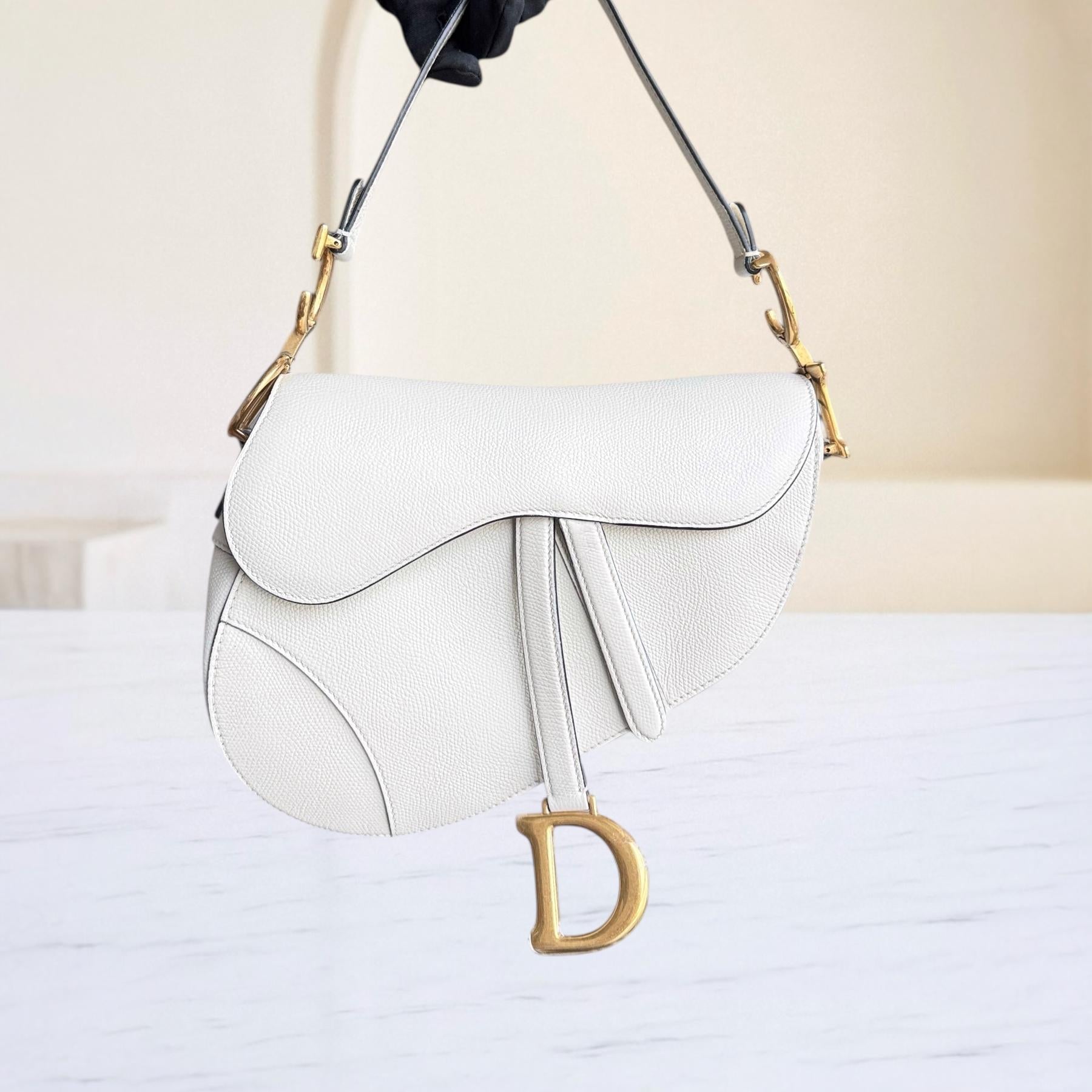 Dior Saddle Medium - Grained Calfskin White Gold Hardware