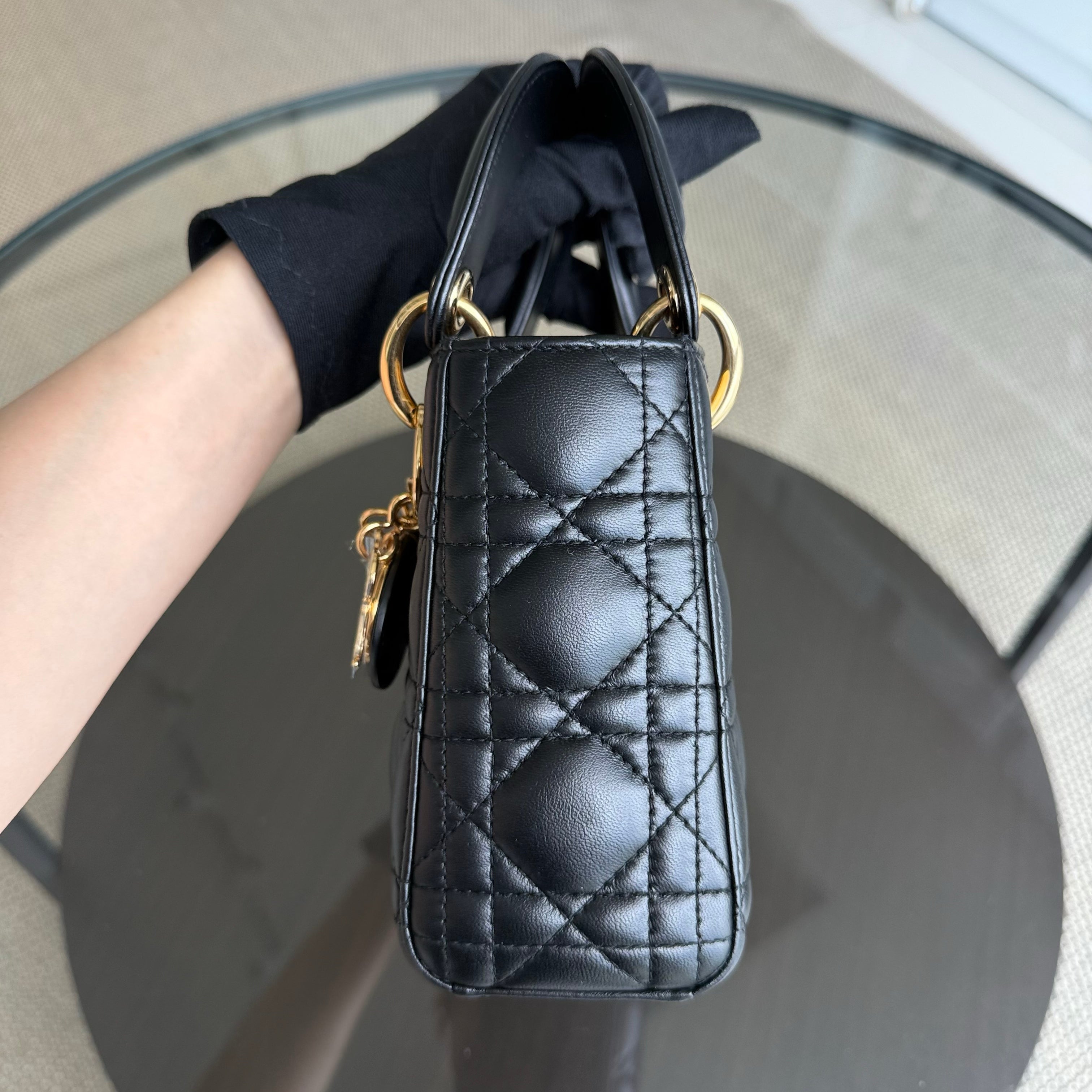 Dior Lady Mini - Cannage Lambskin Black Gold Hardware