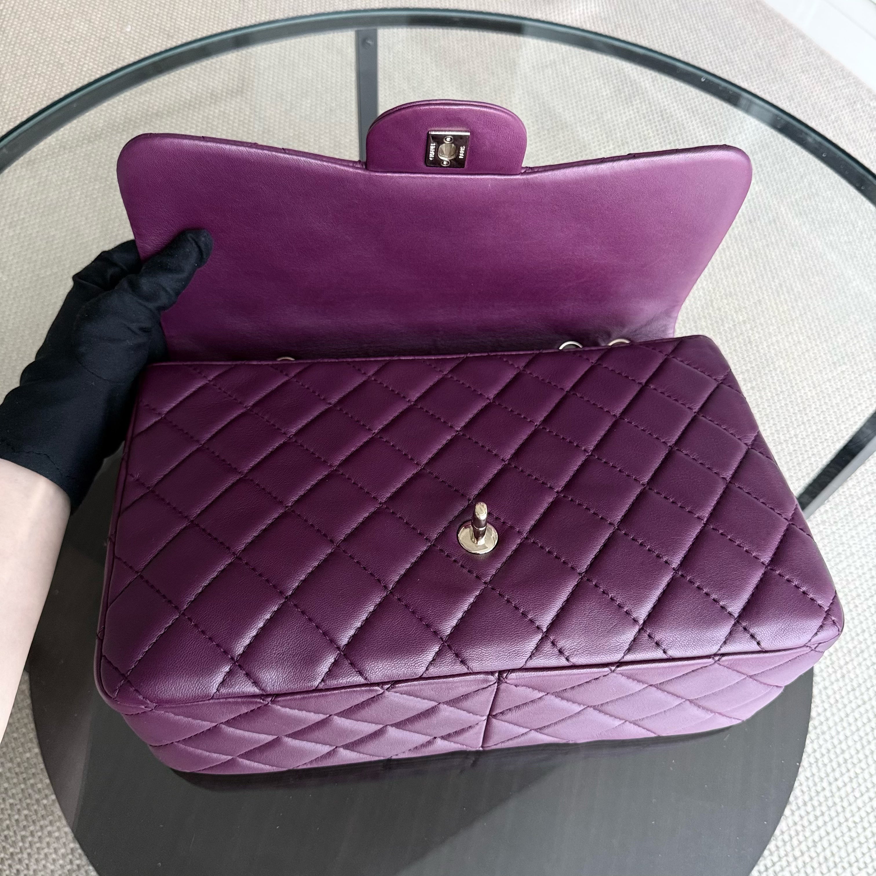 Chanel Classic Flap Jumbo - 30CM Quilted Lambskin Single Flap Purple Violet Gold Hardware Series 12