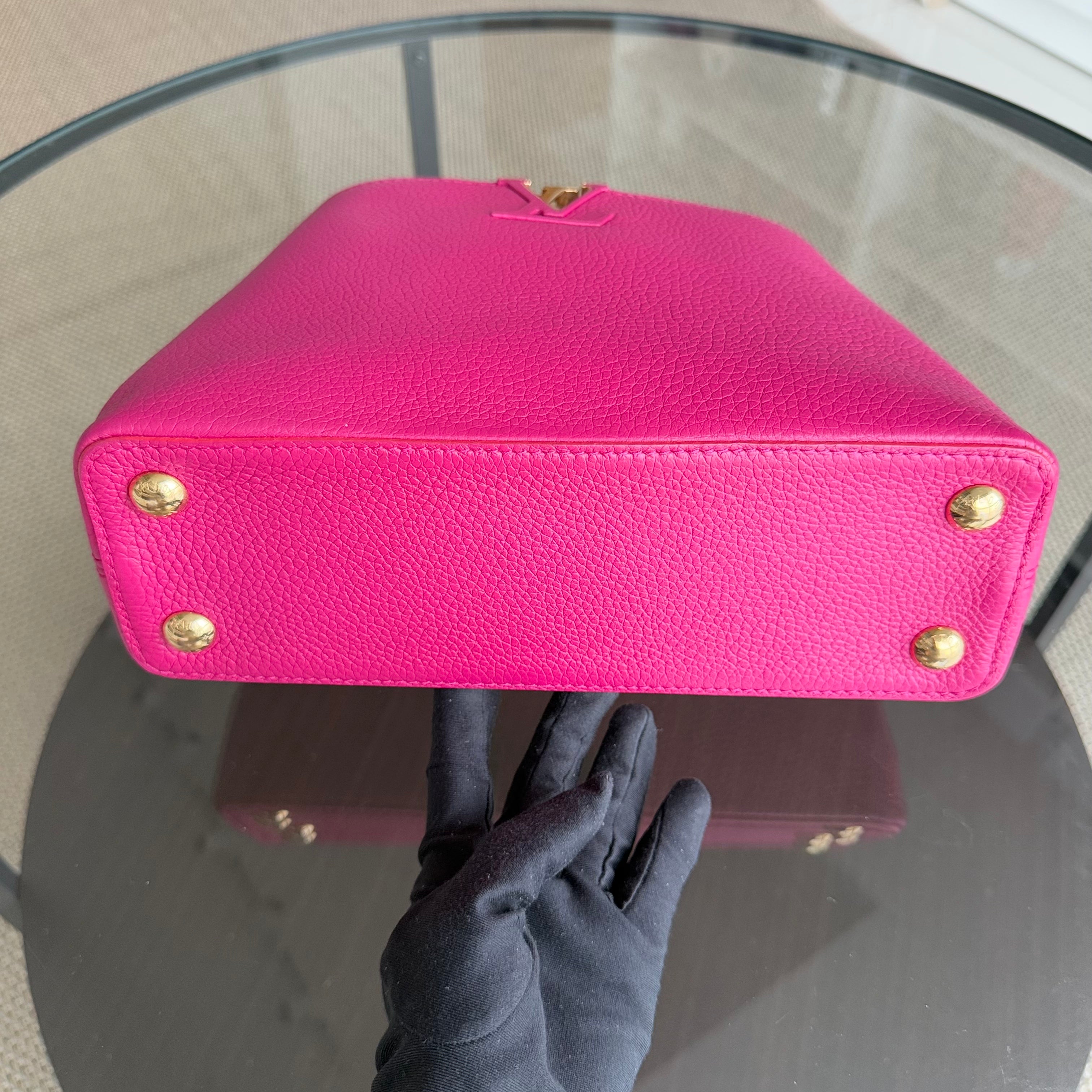 Louis Vuitton Capucines BB - 27CM Grained Calfskin Hot Pink Gold Hardware