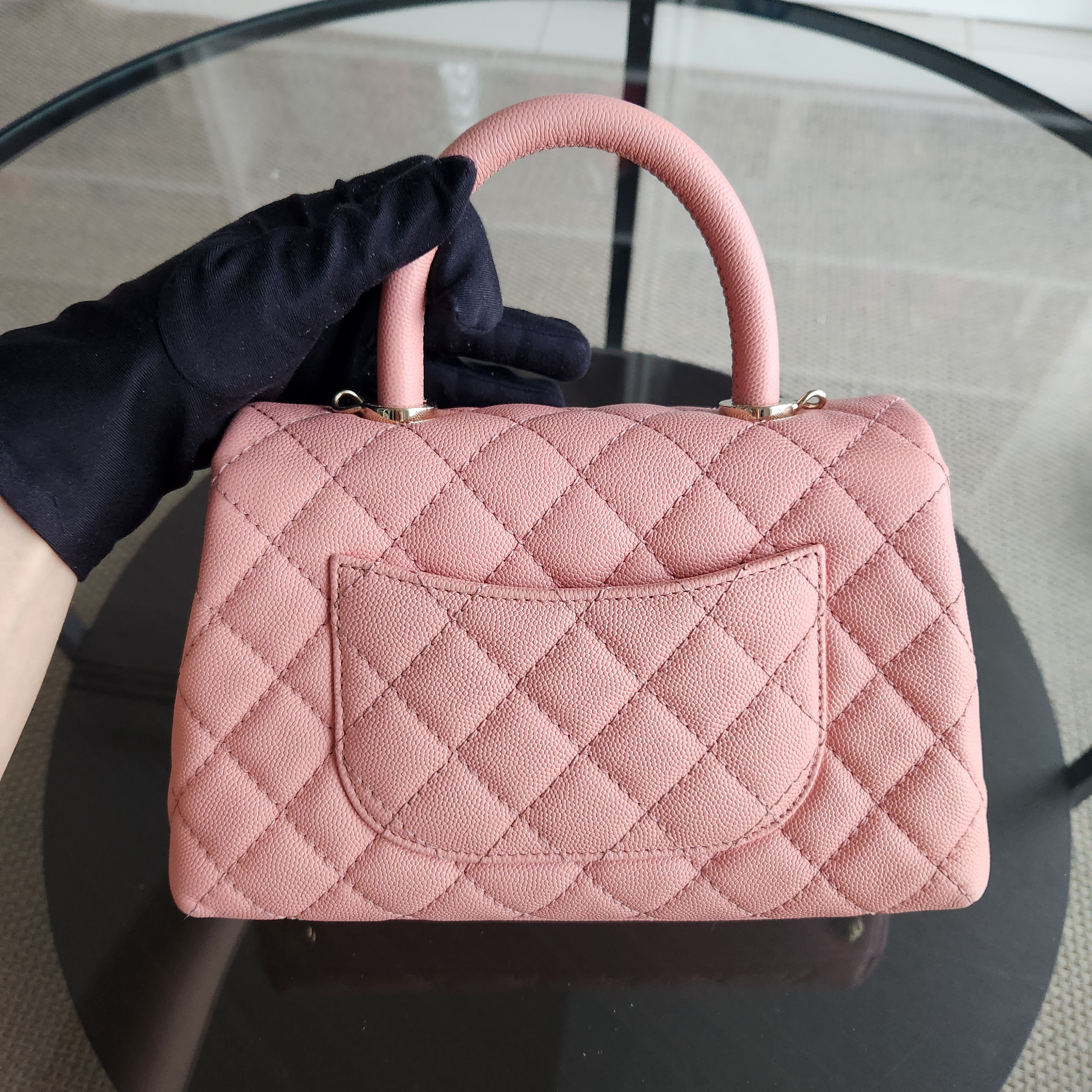 Chanel Coco Handle Small - Caviar Quilted Sakura Pink Gold Hardware Series 27