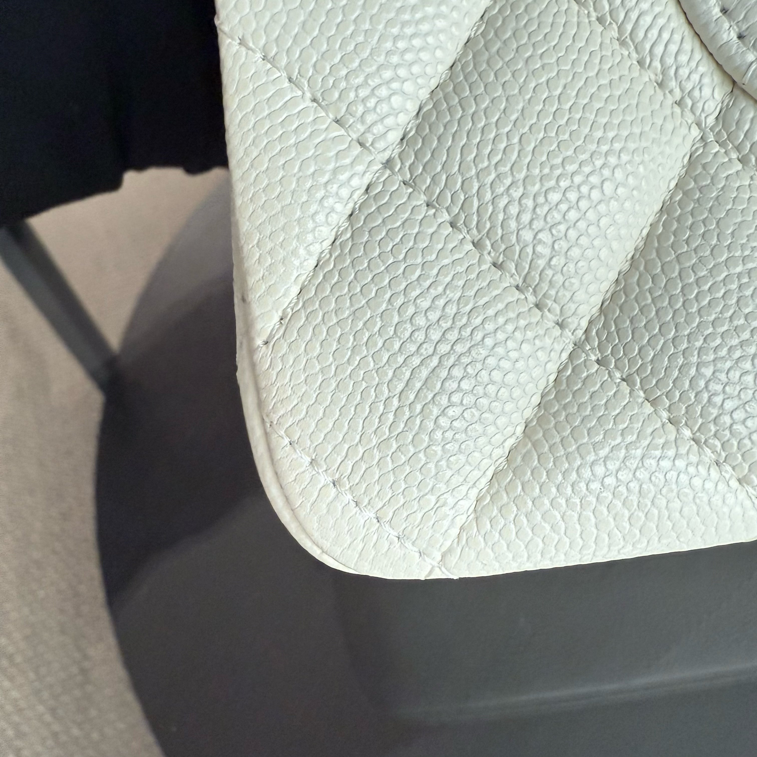Chanel Classic Flap Small - Caviar 23CM Quilted Grained Calfskin White Gold Hardware Series 26