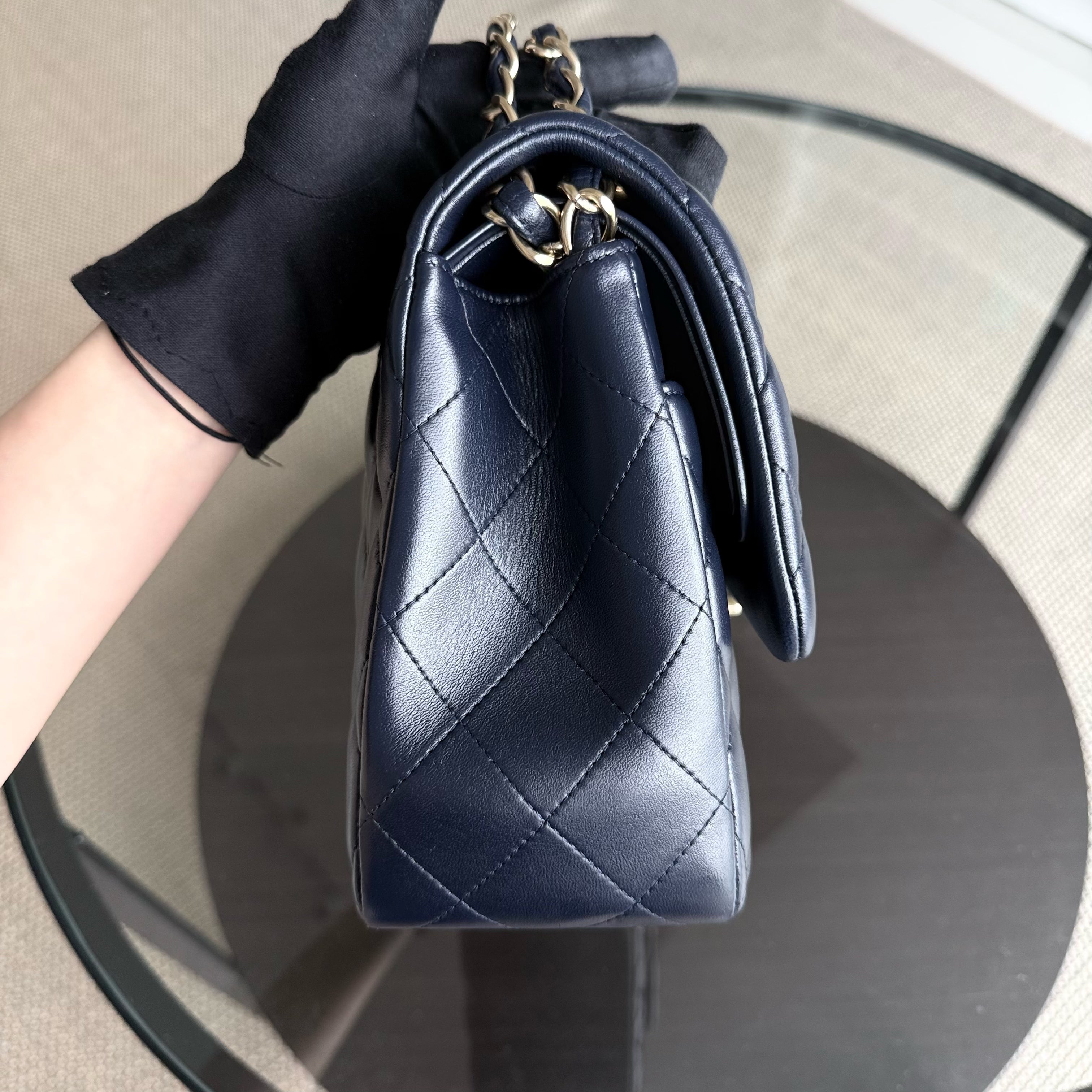 Chanel Classic Flap Jumbo - Double Flap 30CM Quilted Lambskin Dark Midnight Blue Gold Hardware Series 20