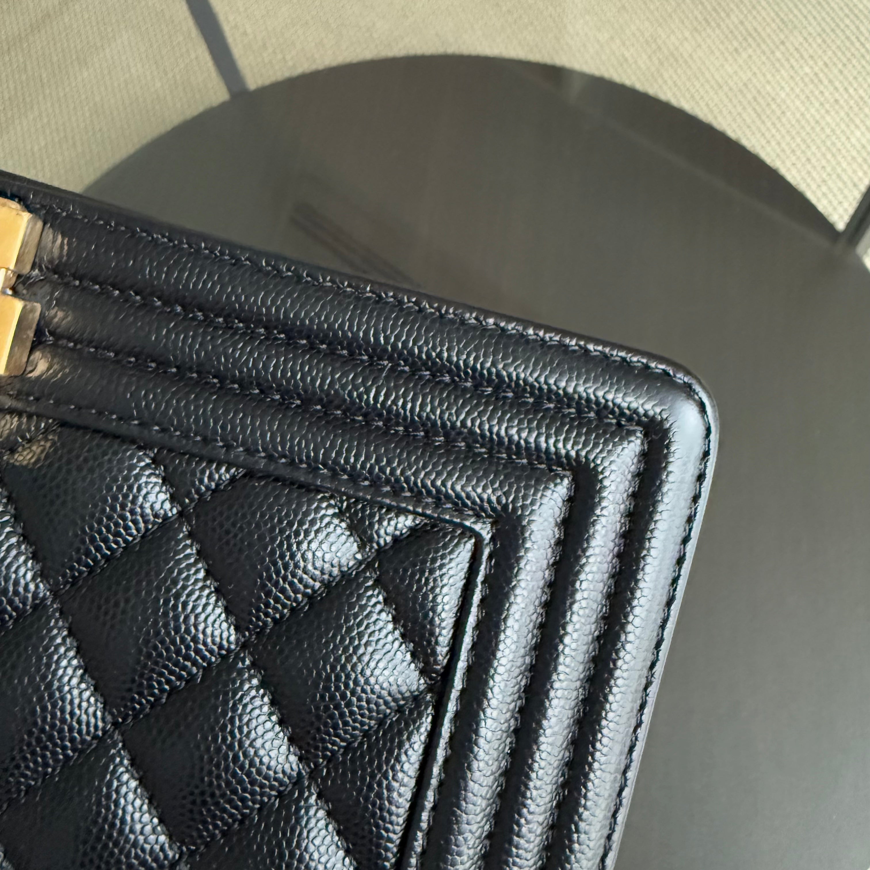 Chanel Boy Medium - Caviar 25CM Quilted Black Gold Hardware