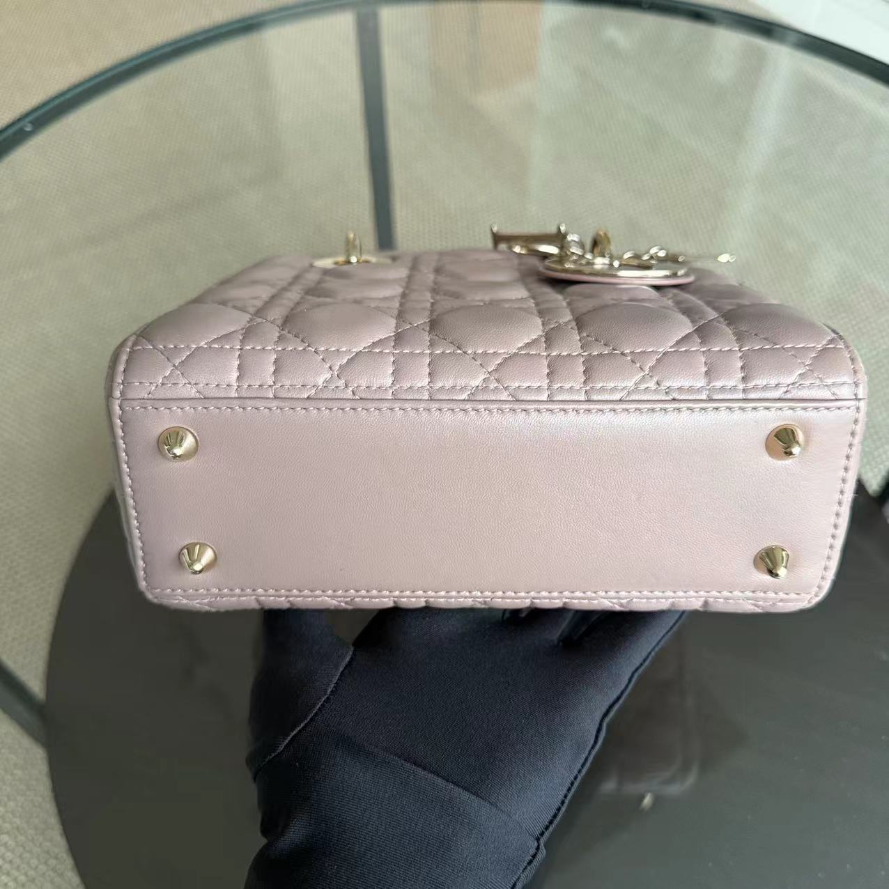 Dior Lady Small - Cannage Lambskin Blush Gold Hardware