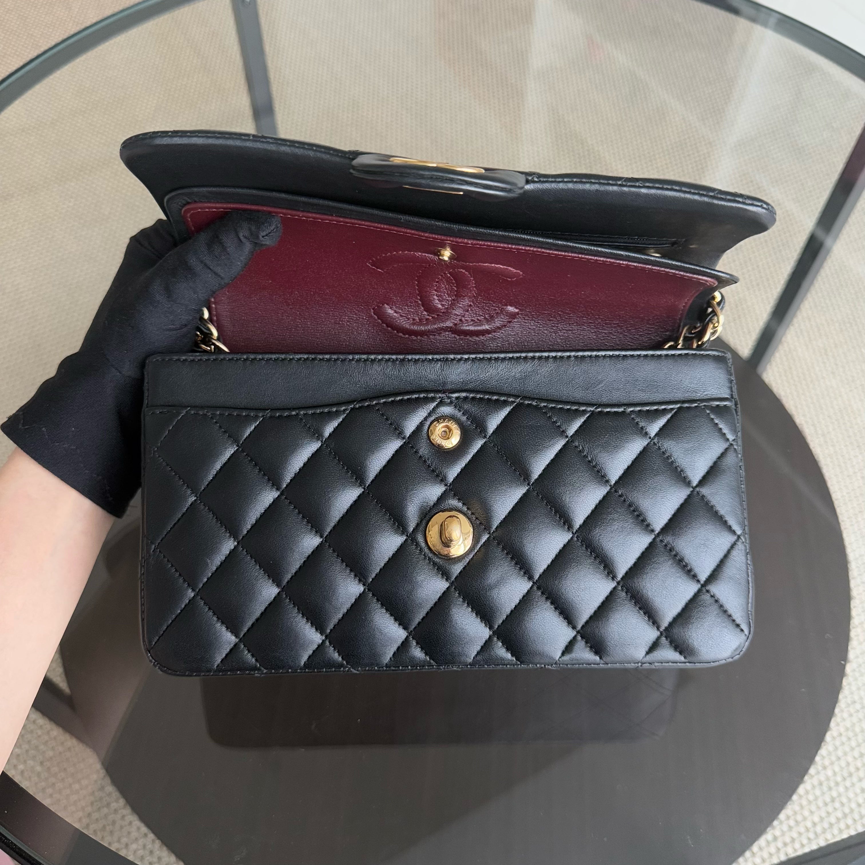 Chanel Classic Flap Small - 23CM Quilted Lambskin Black Gold Hardware Series 26