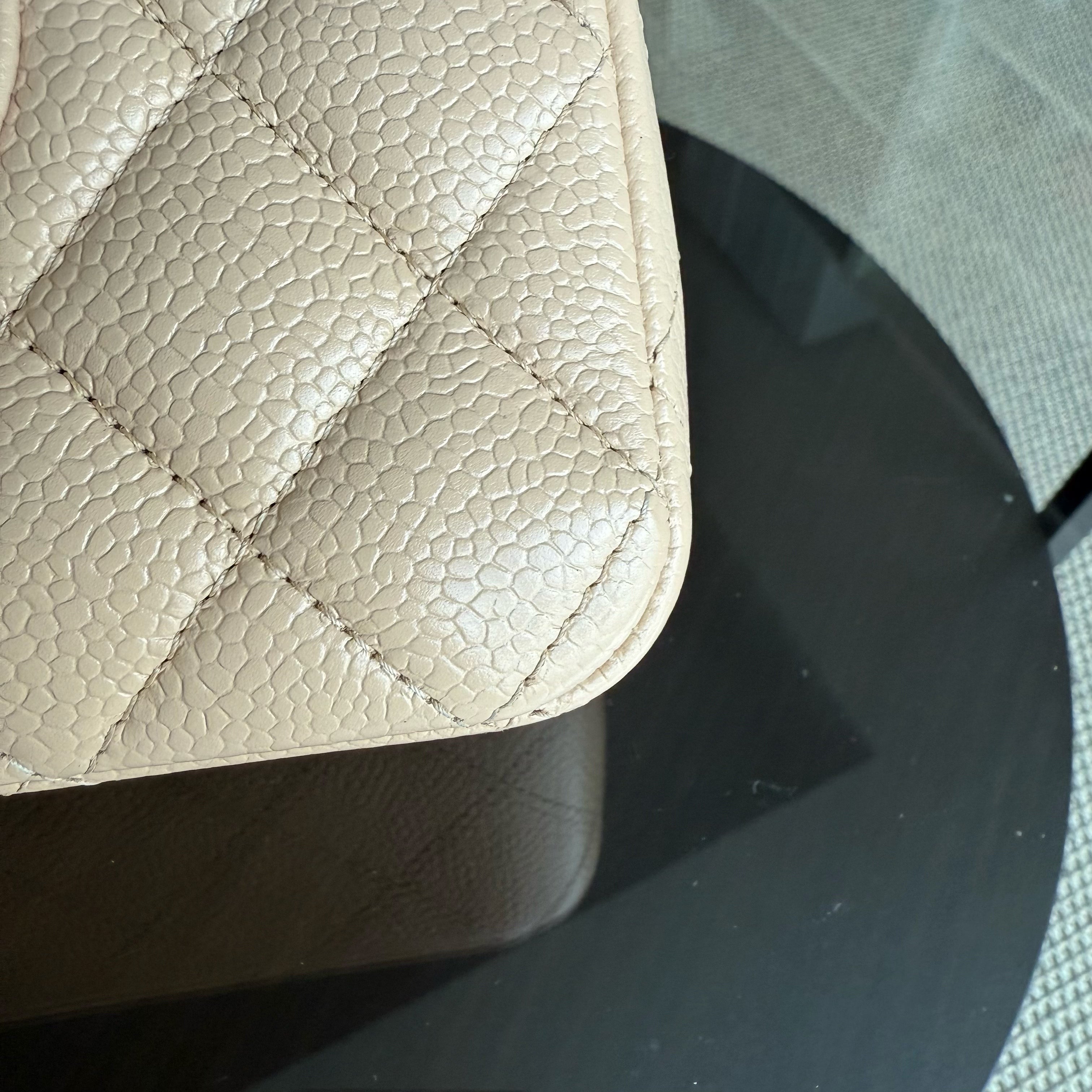 Chanel Classic Flap Medium - Caviar 25CM Quilted Beige Gold Hardware Series 14
