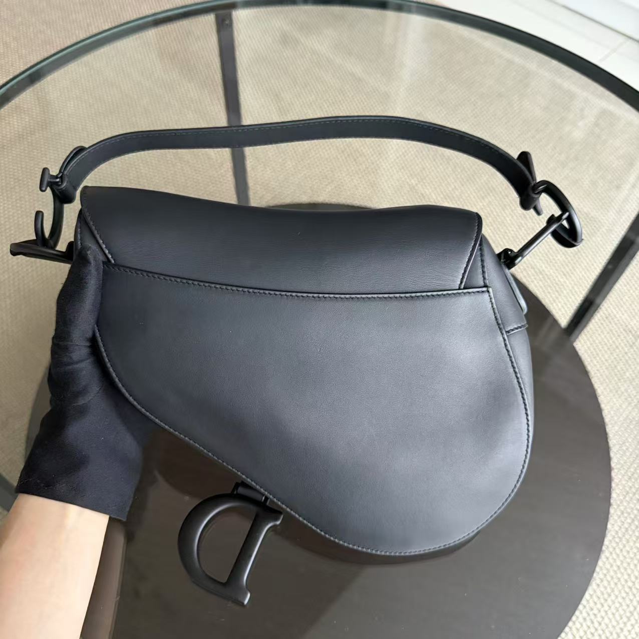 Dior Saddle Medium - All Black Calfskin Shoulder Bag