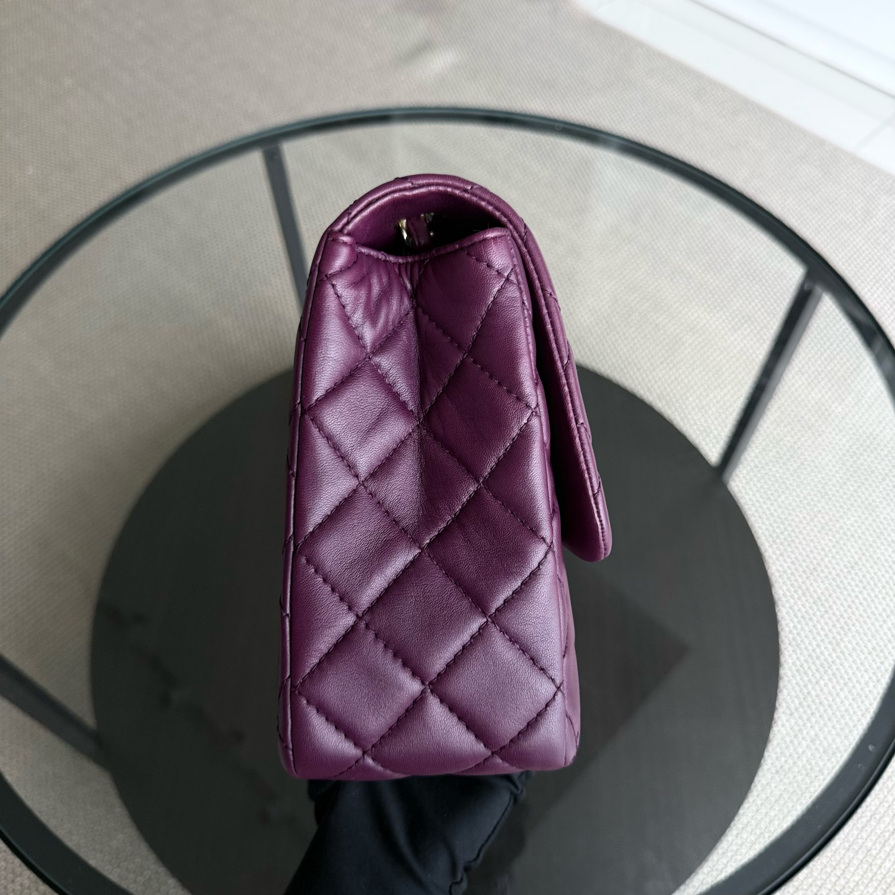 Chanel Classic Flap Jumbo - 30CM Quilted Lambskin Single Flap Purple Violet Gold Hardware Series 12