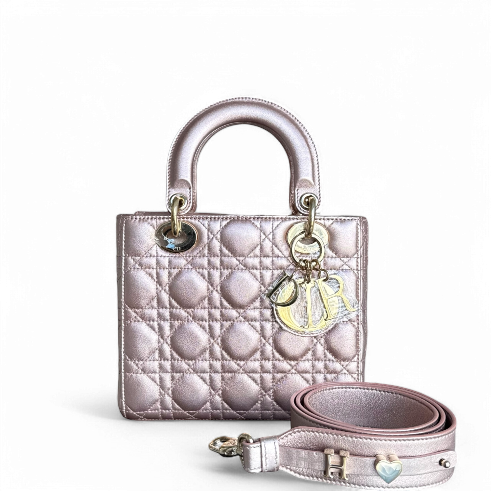 Dior Lady Small ABC - Iridescent Metallic Rose Gold Pink MyABC Gold Hardware