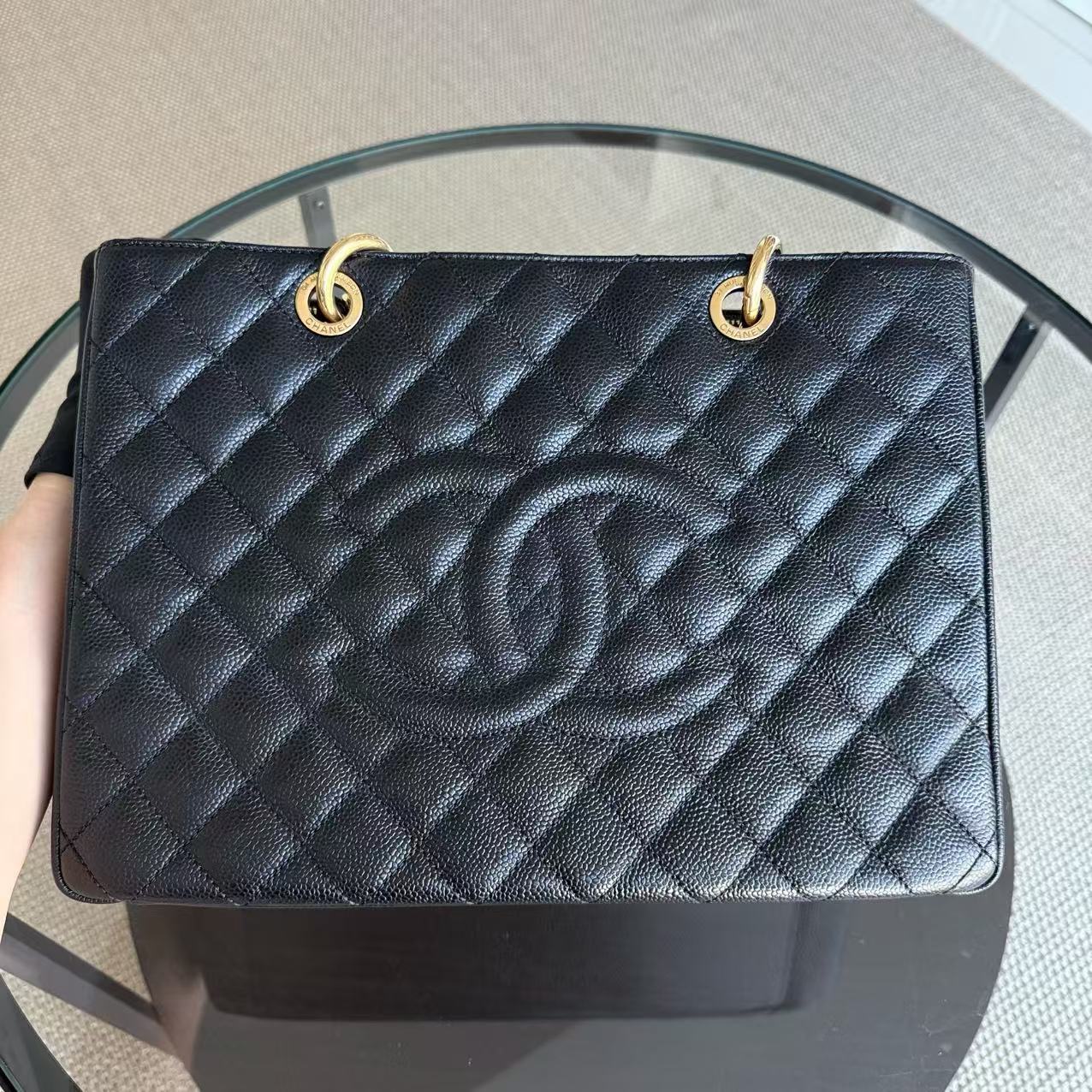 Chanel GST Grand Shopping Tote - Caviar Quilted Black Gold Hardware Series 18