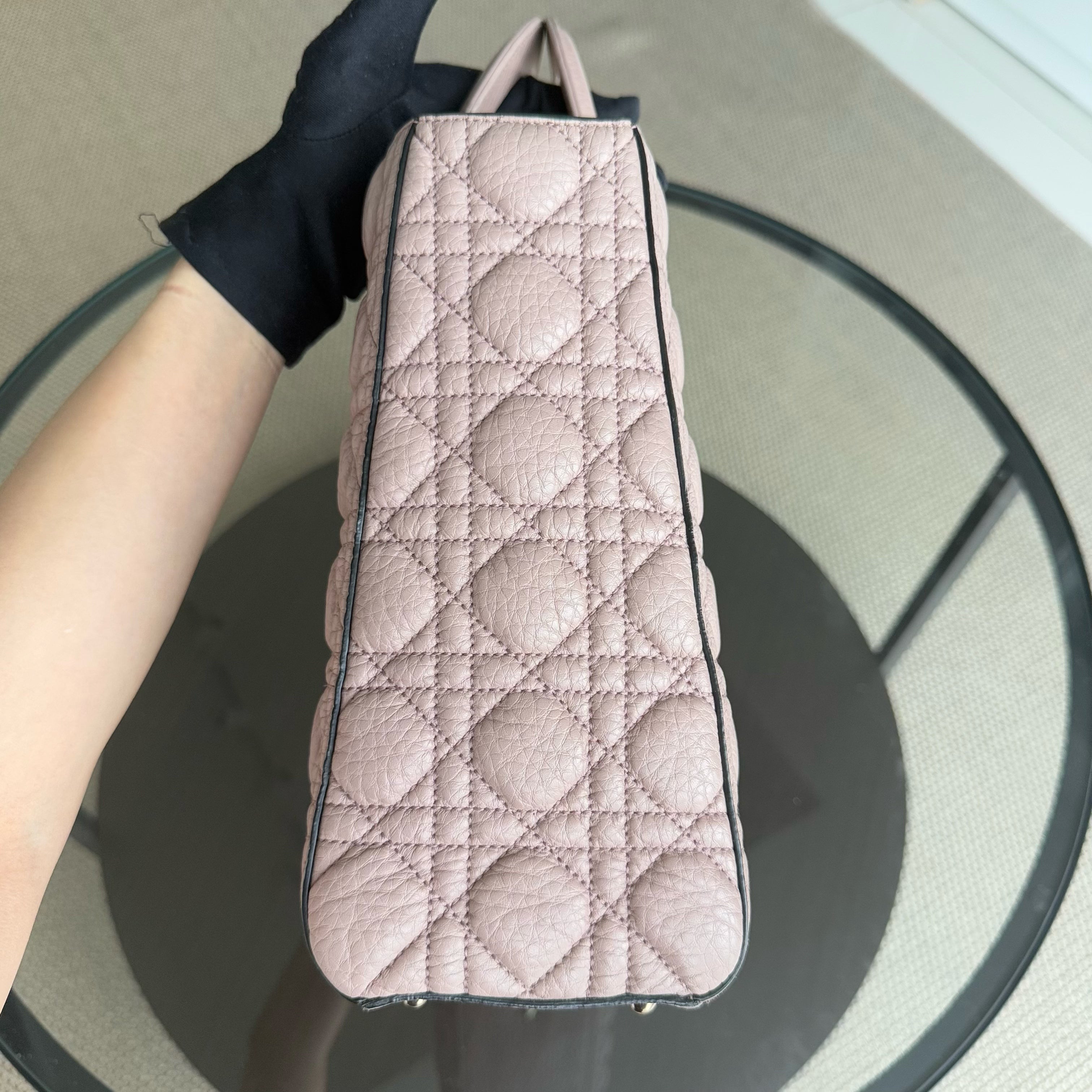 Dior Lady Flap Large - Grained Calfskin Nude Pink Gold Hardware