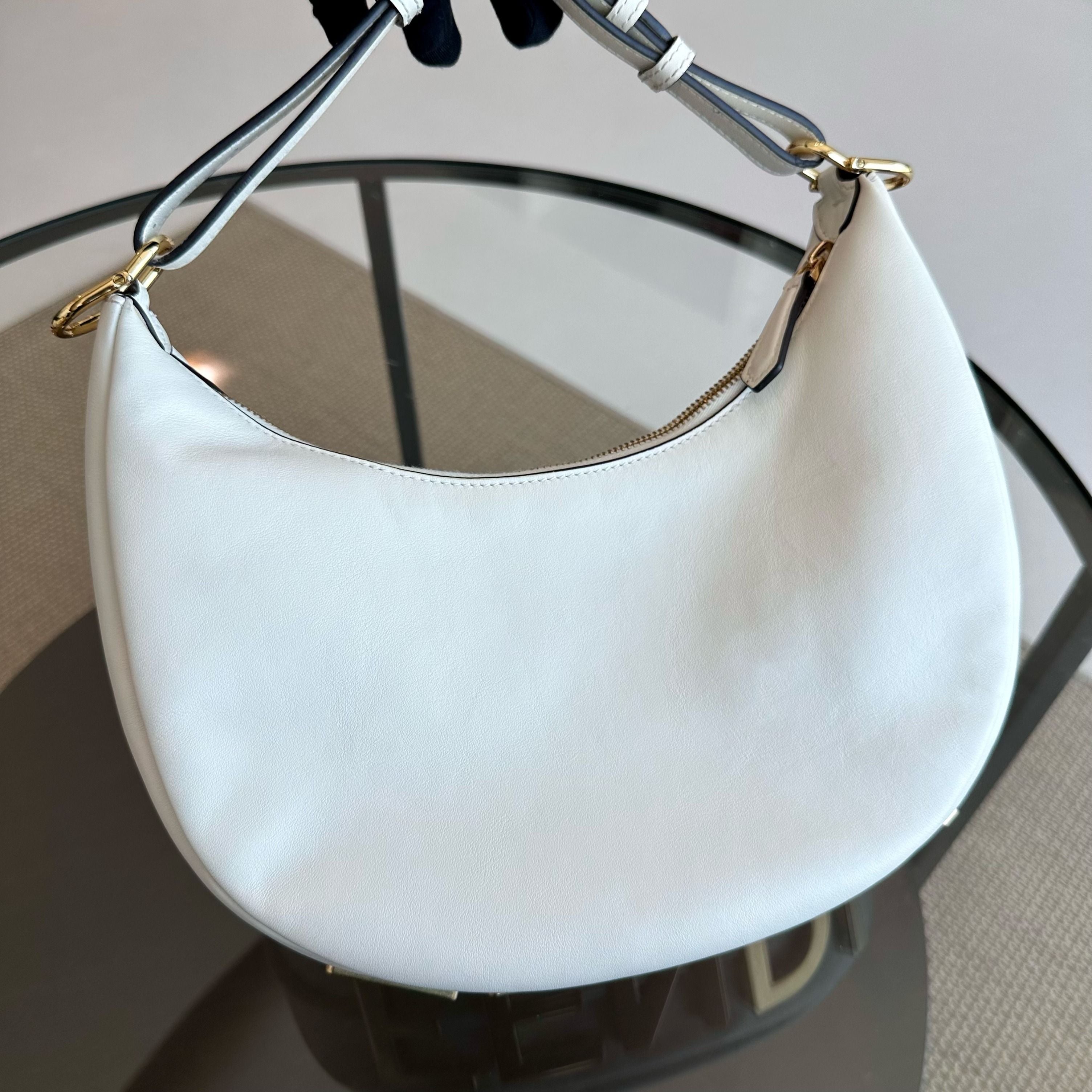 Fendi Fendigraphy Small Calfskin White Shoulder Bag - Luxury Evermore