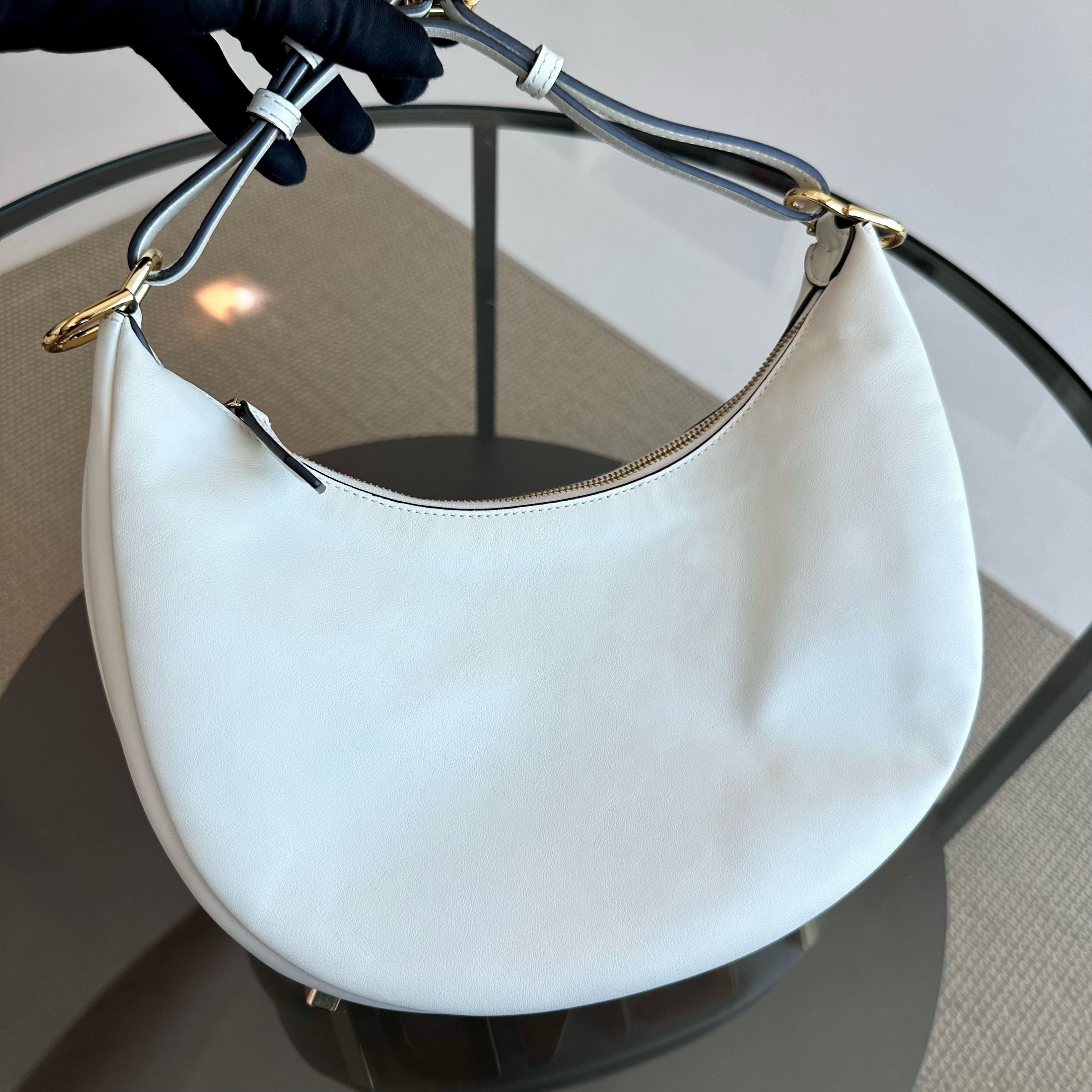 Fendi Fendigraphy Small Calfskin White Shoulder Bag - Luxury Evermore