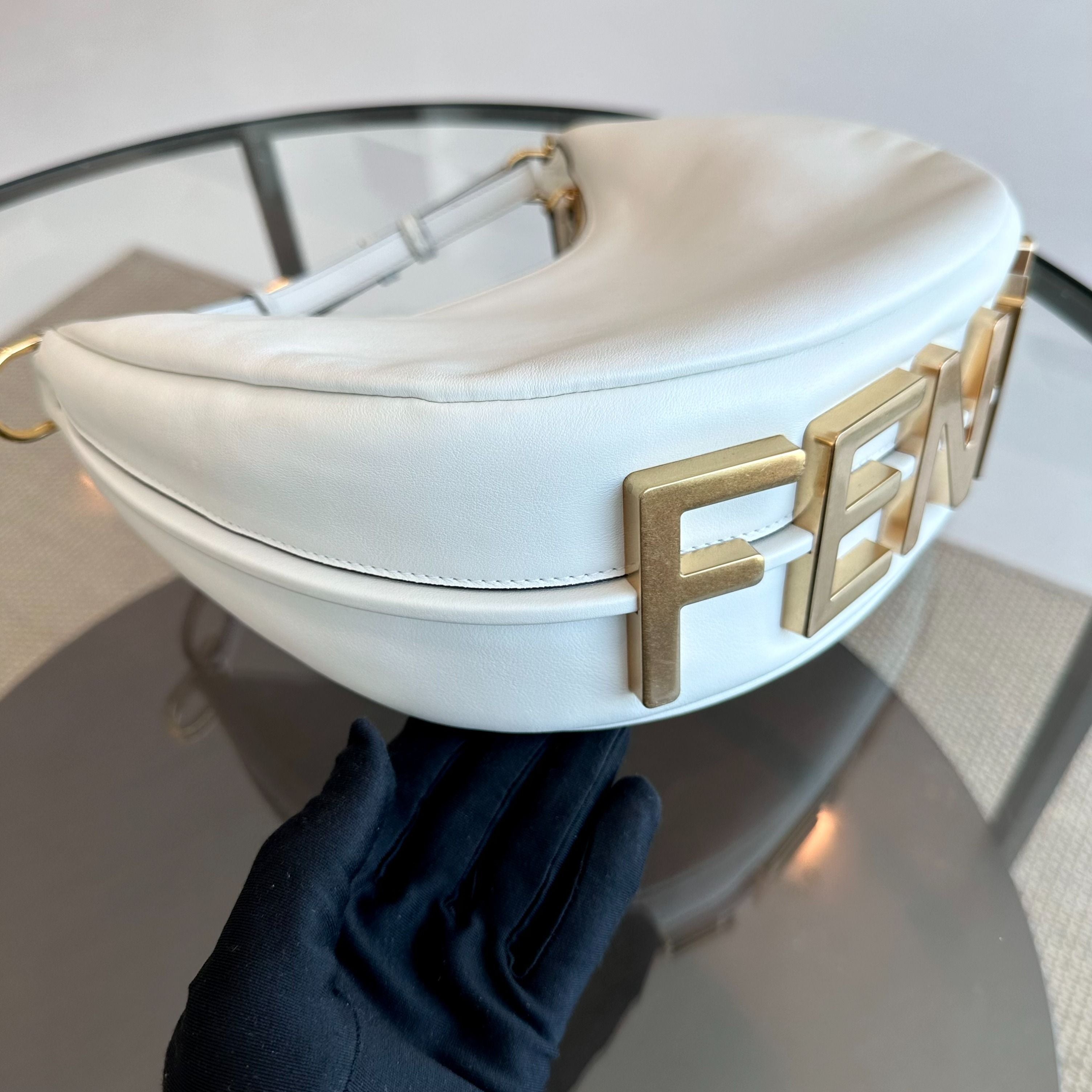 Fendi Fendigraphy Small Calfskin White Shoulder Bag - Luxury Evermore