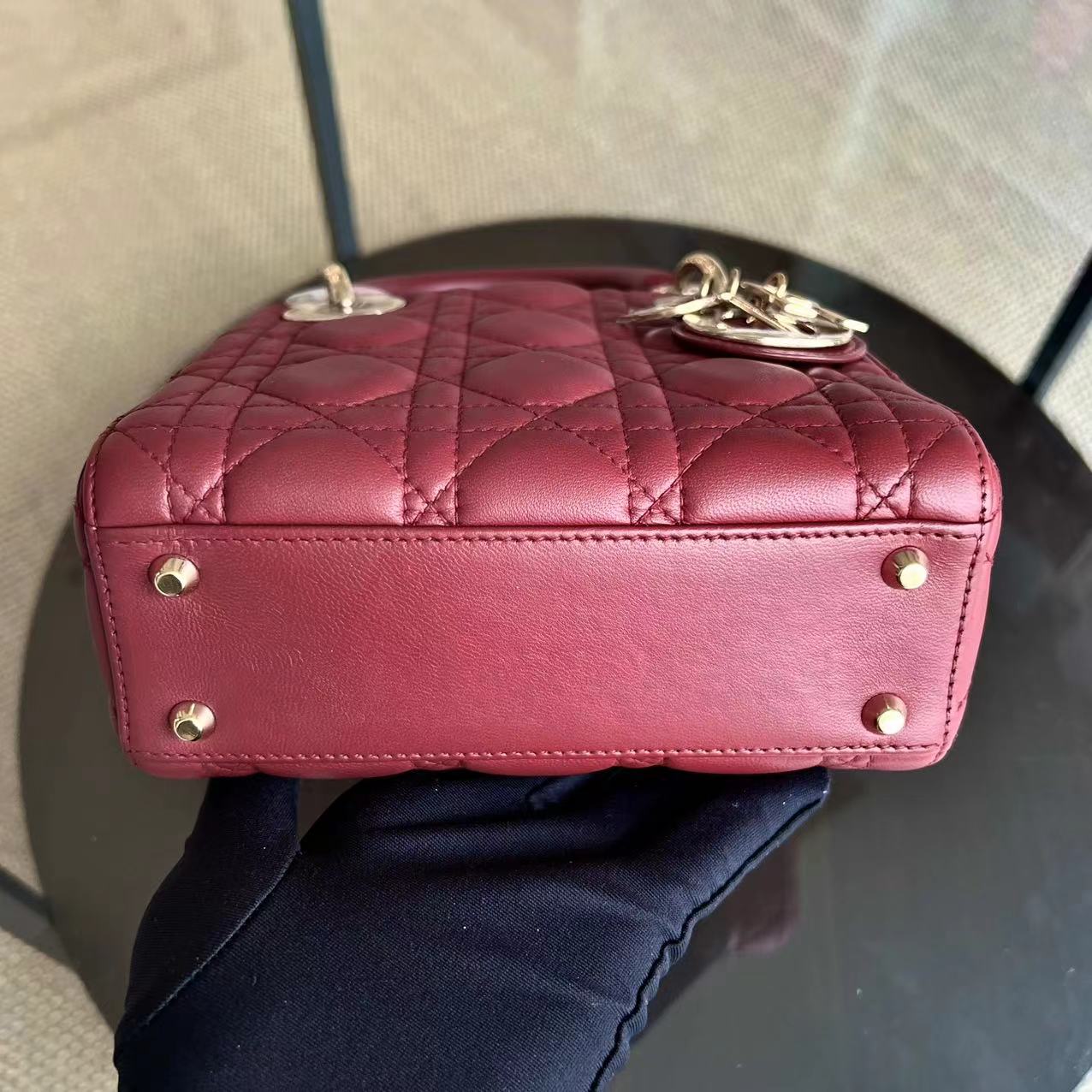 Dior Lady Mini - Cannage Lambskin Red Golden Hardware