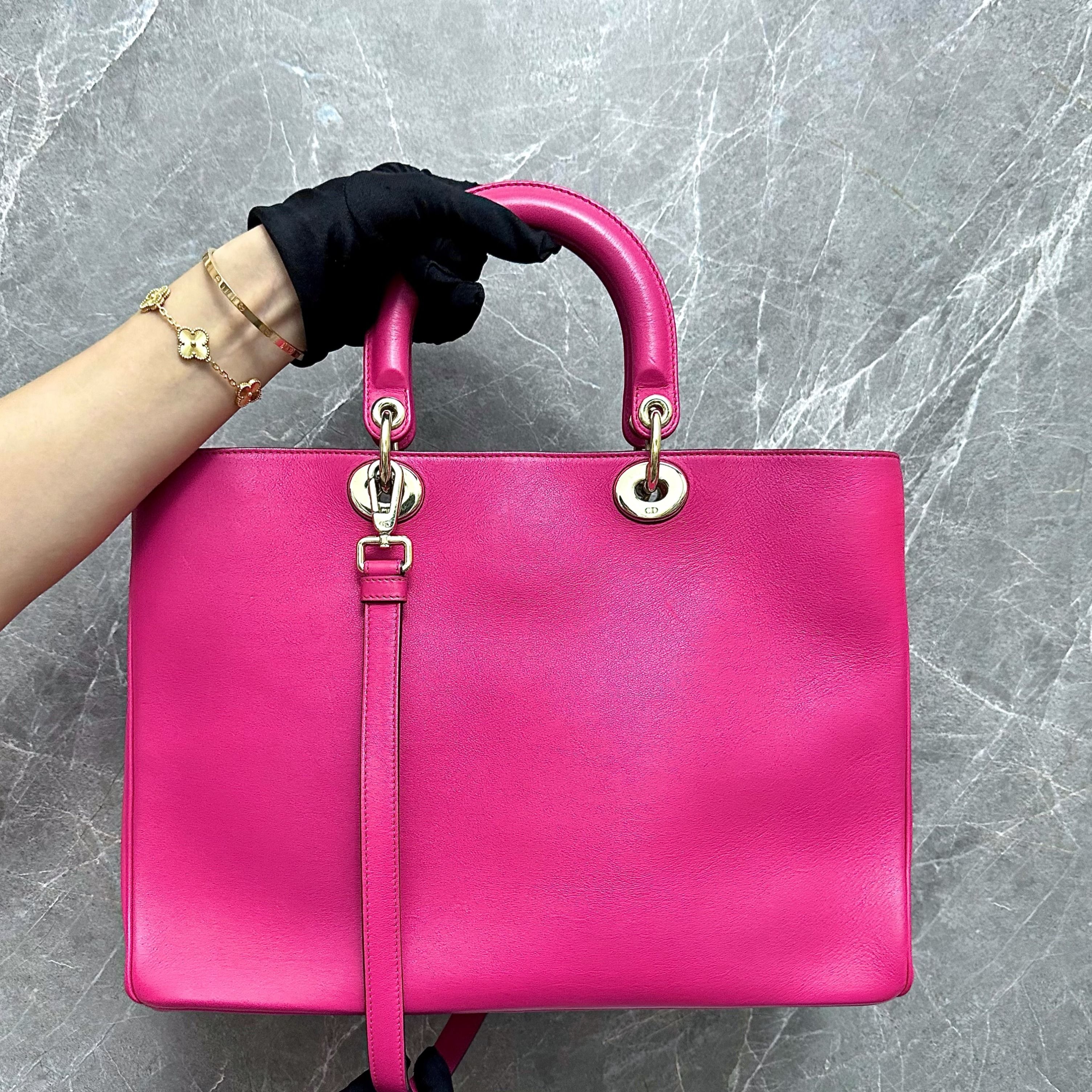 *Fit Laptop* Dior Diorissimo Large Smooth Calfskin Hot Pink GHW - Luxury Evermore