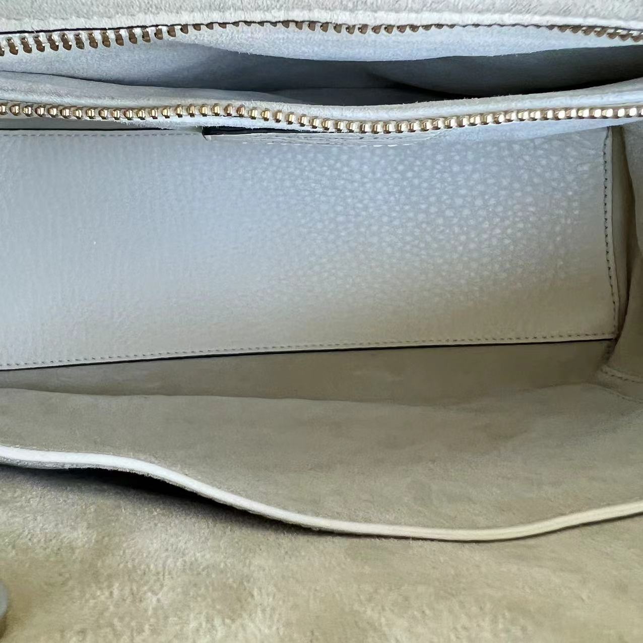 *Flap Version, Grained Calfskin, No Strap* Dior Lady Medium White Cannage Grained Calfskin White GHW - Luxury Evermore