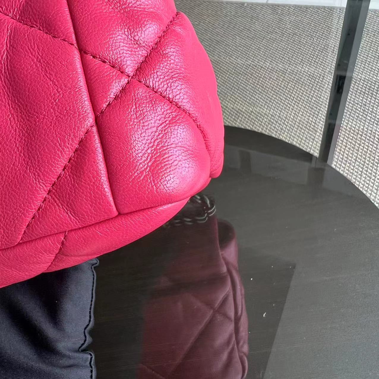 *Full Set, Receipt* Chanel 19bag C19 Goatskin Quilted Small Hot Pink Two-tone Hardware Series 29 - Luxury Evermore