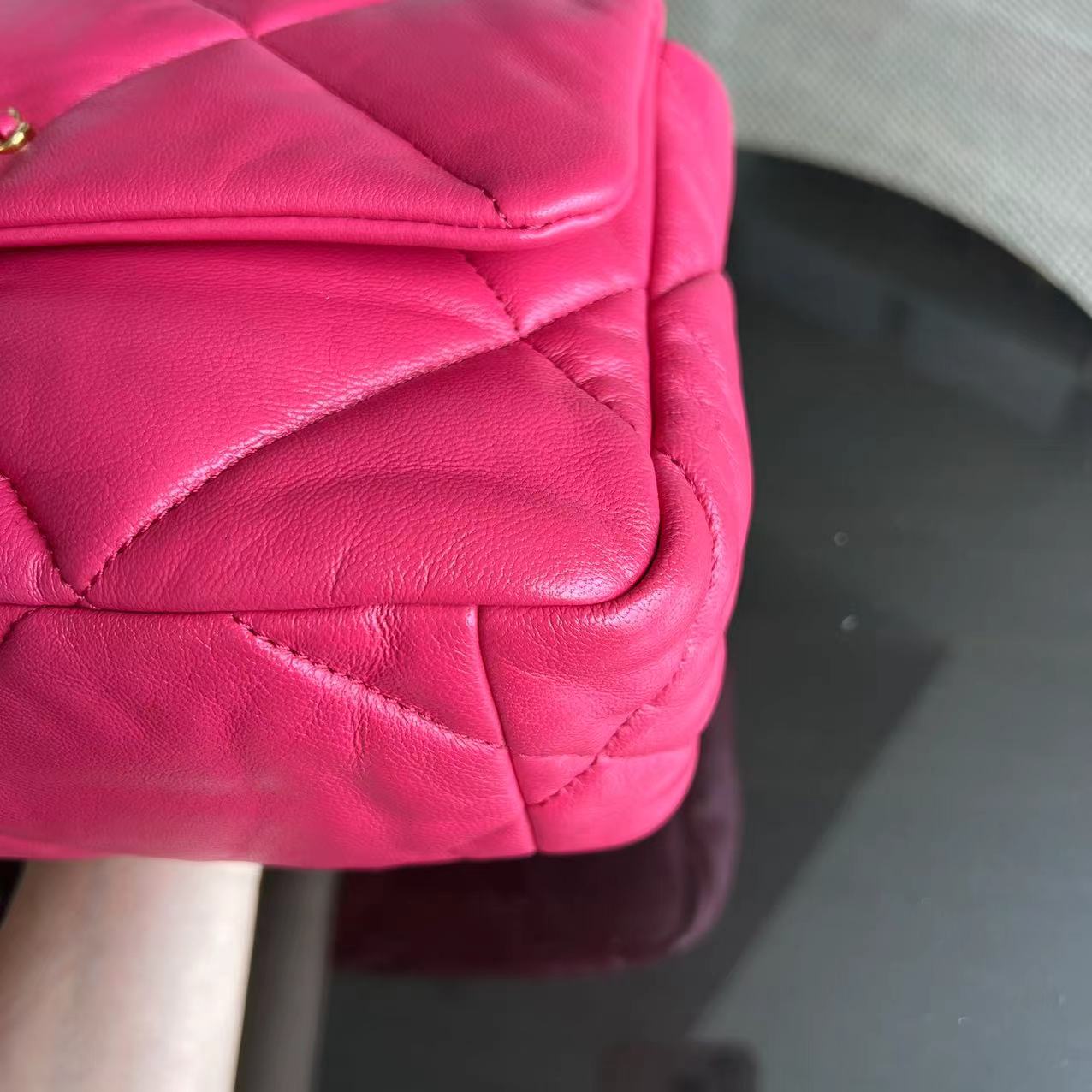 *Full Set, Receipt* Chanel 19bag C19 Goatskin Quilted Small Hot Pink Two-tone Hardware Series 29 - Luxury Evermore