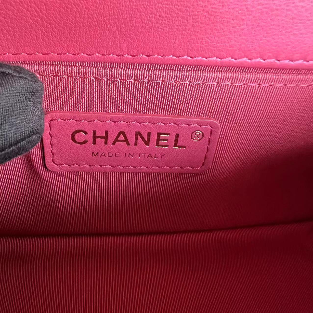 *Full Set, Receipt* Chanel Boy Small 20CM Quilted Calfskin Hot Pink RSHW No 26 - Luxury Evermore