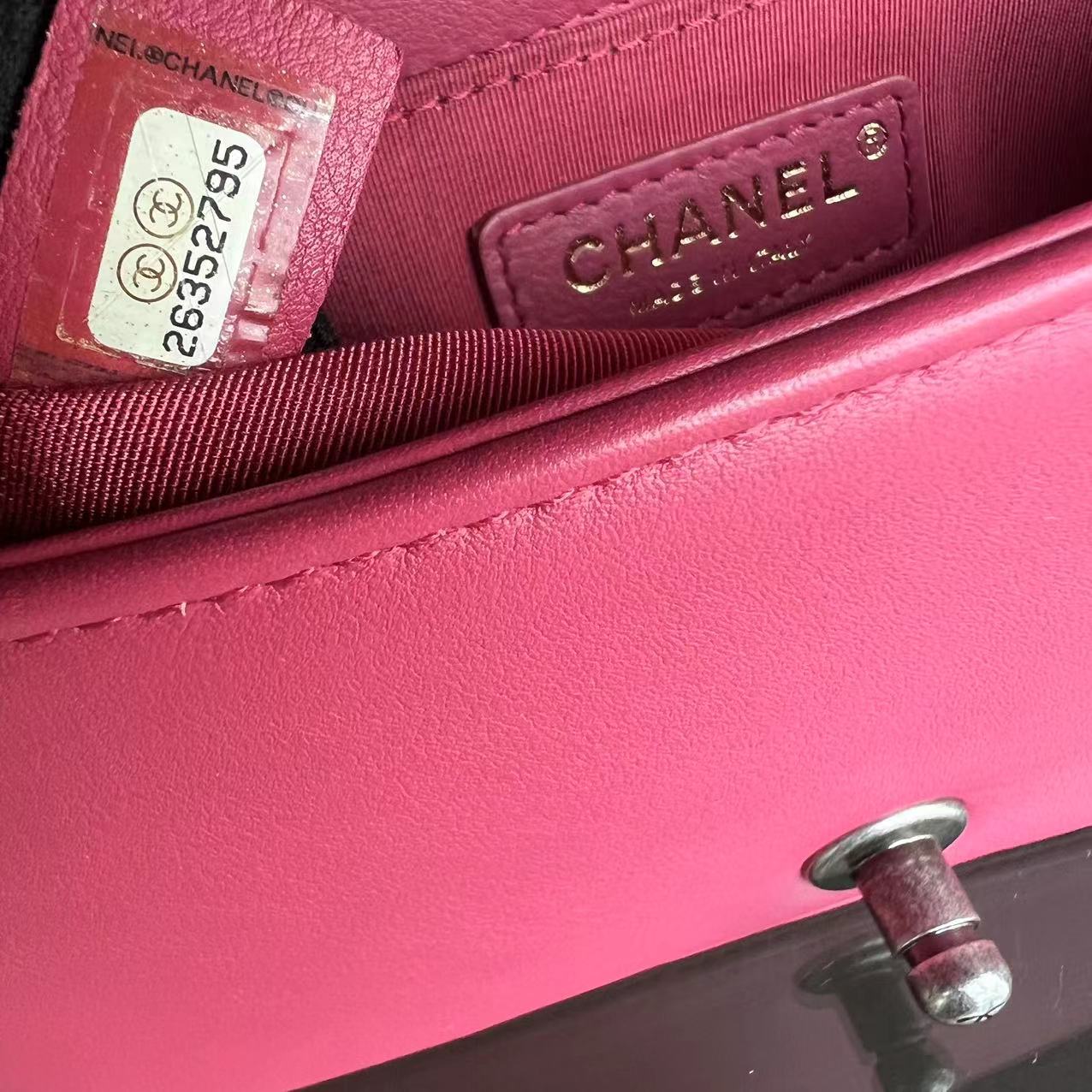 *Full Set, Receipt* Chanel Boy Small 20CM Quilted Calfskin Hot Pink RSHW No 26 - Luxury Evermore