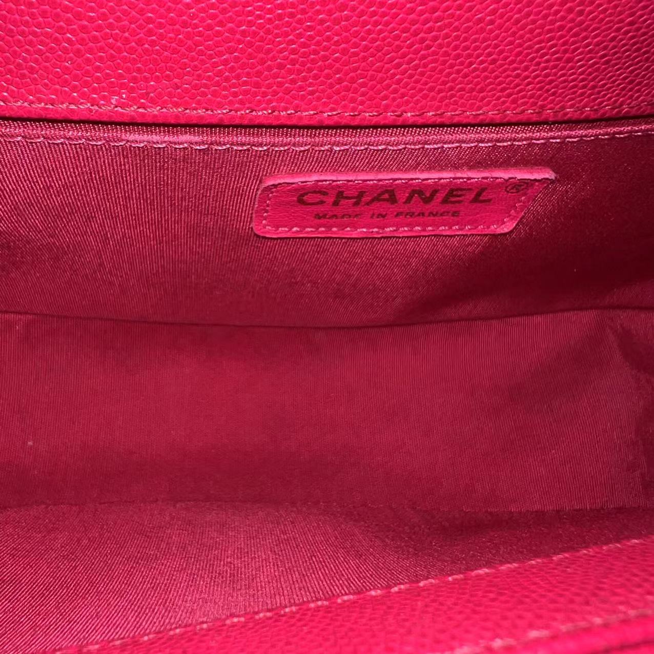 *Full Set, Receipt* Chanel Caviar Boy Old Medium 25CM Quilted Calfskin Hot Pink GHW LGHW No 23 - Luxury Evermore